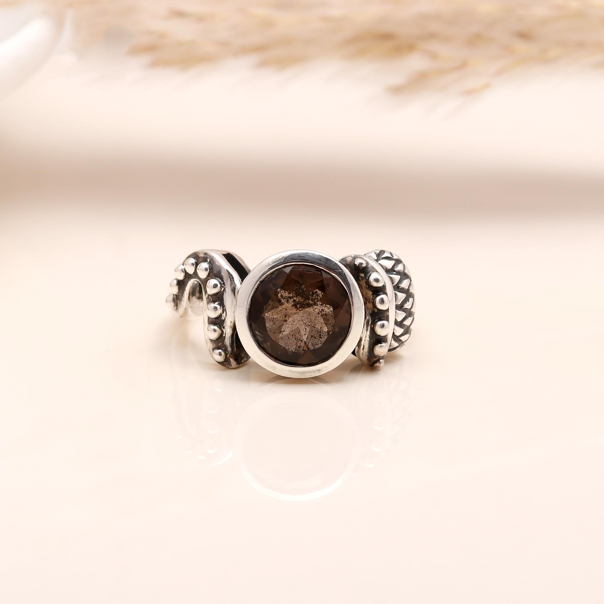 The Earth Artisan: Smoky Quartz Textured Ring