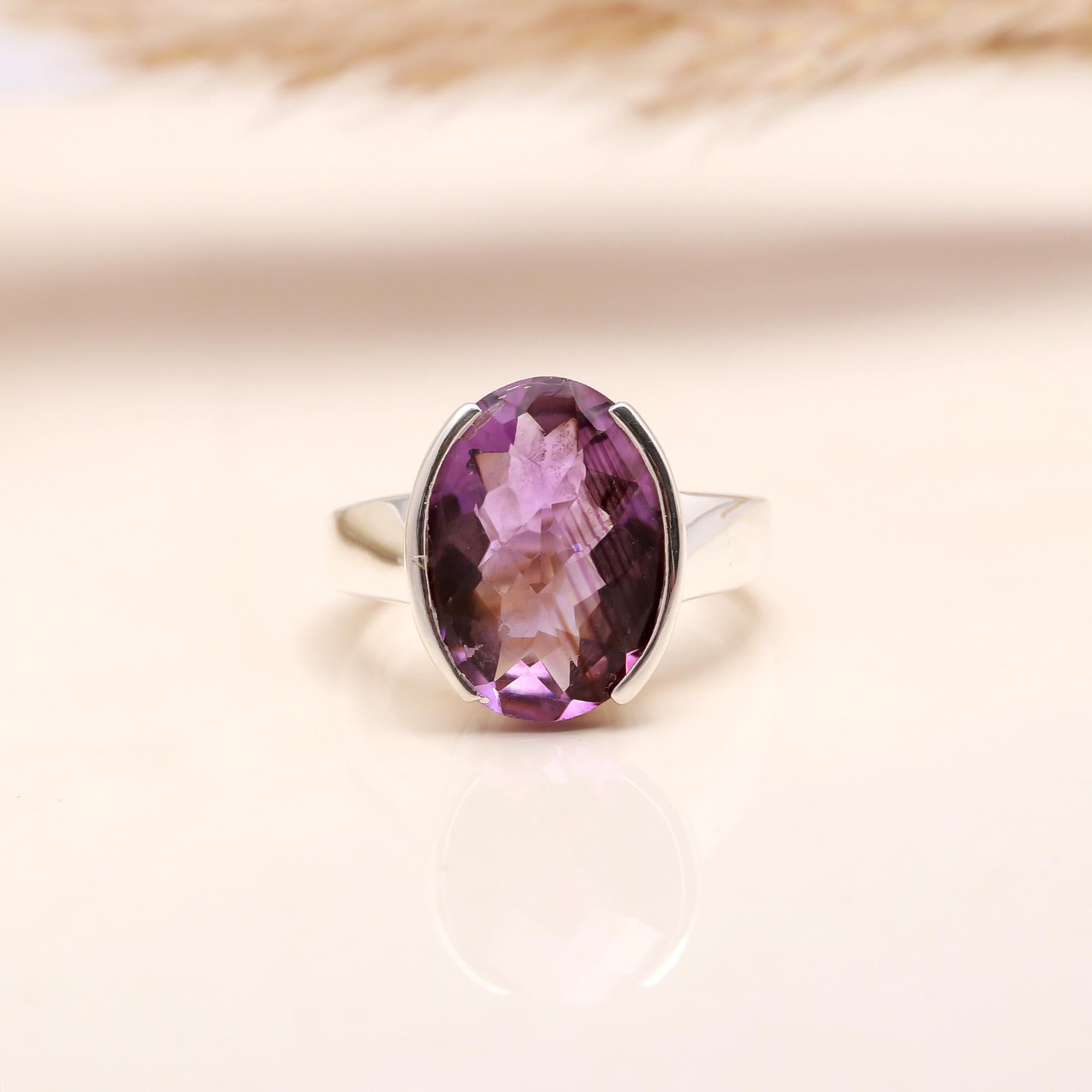 The Contemporary Oval: Chunky Amethyst Ring