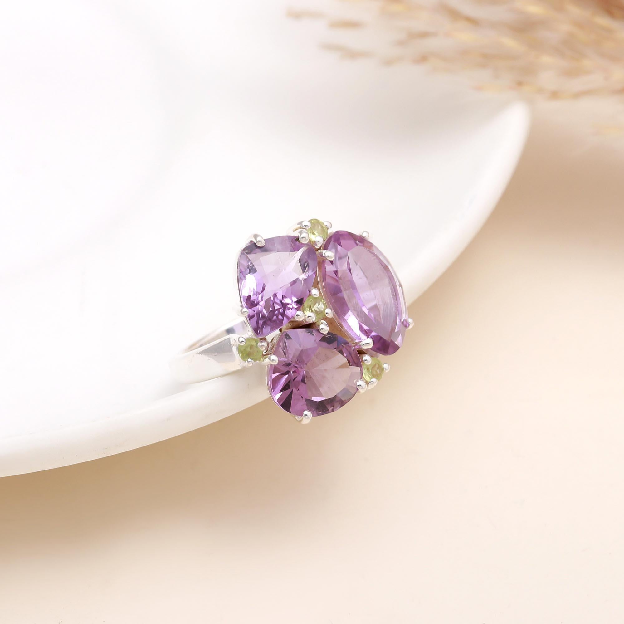 The Purple Bouquet: Multi-Stone Amethyst Ring