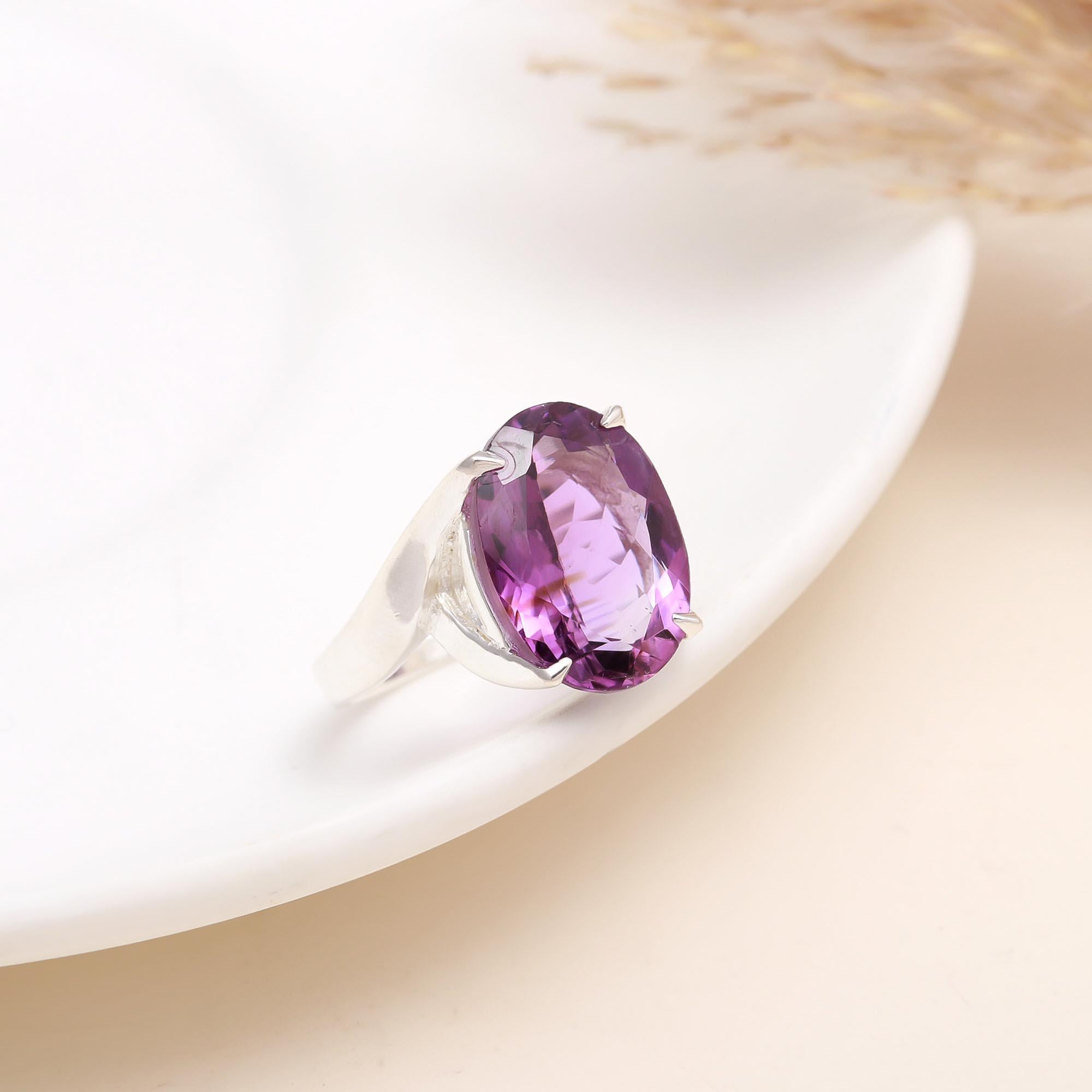 Oval Amethyst: Contemporary Bypass Cocktail Ring