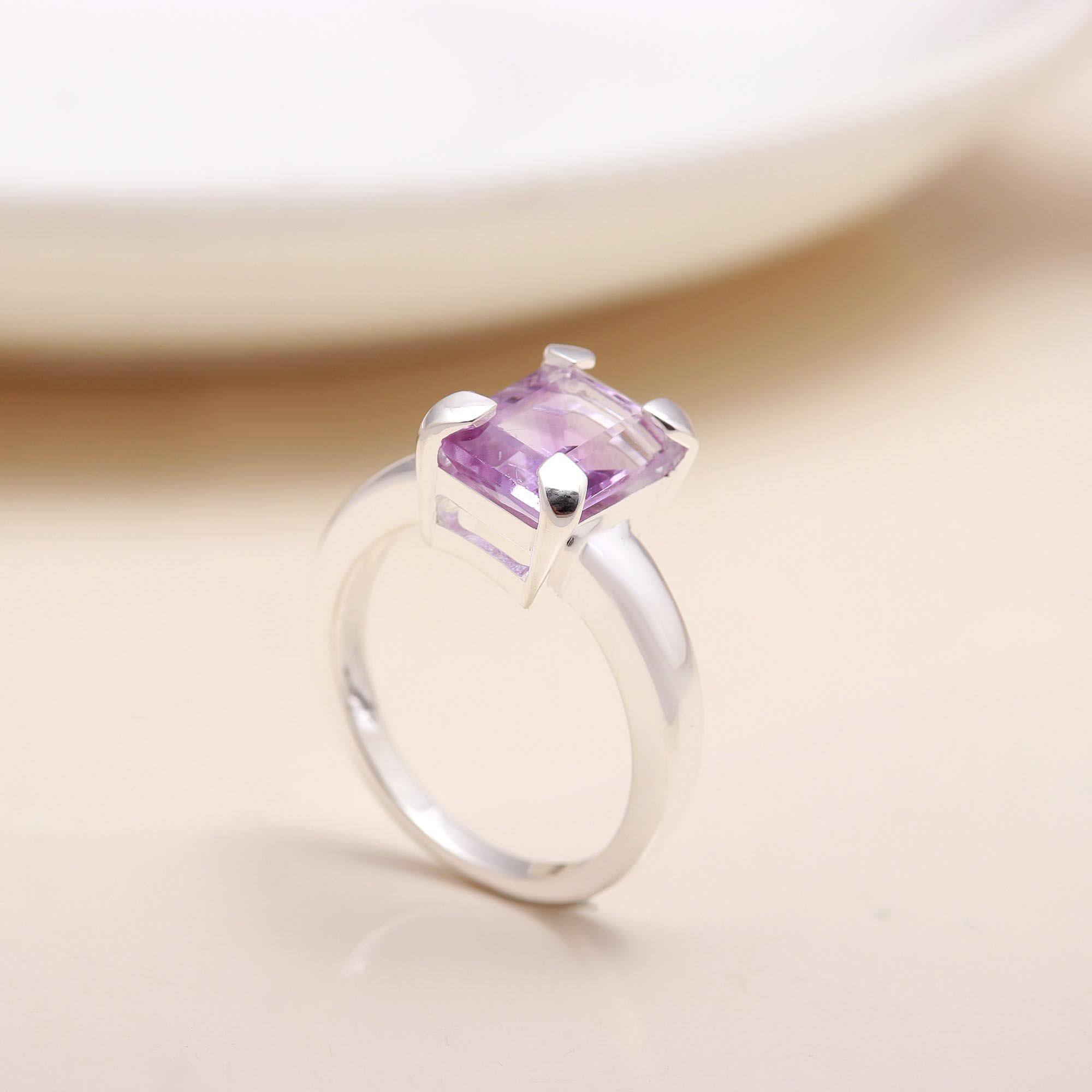The Lavender Classic: Elegant Prong Set Ring