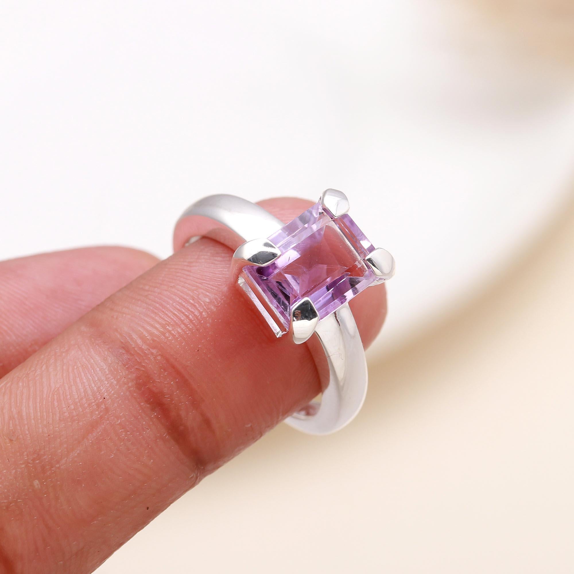The Lavender Classic: Elegant Prong Set Ring