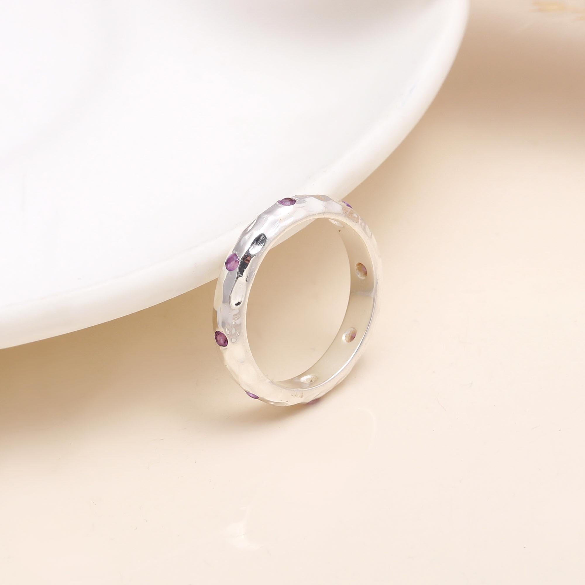 The Violet Stardust: Amethyst Textured Stacking Band