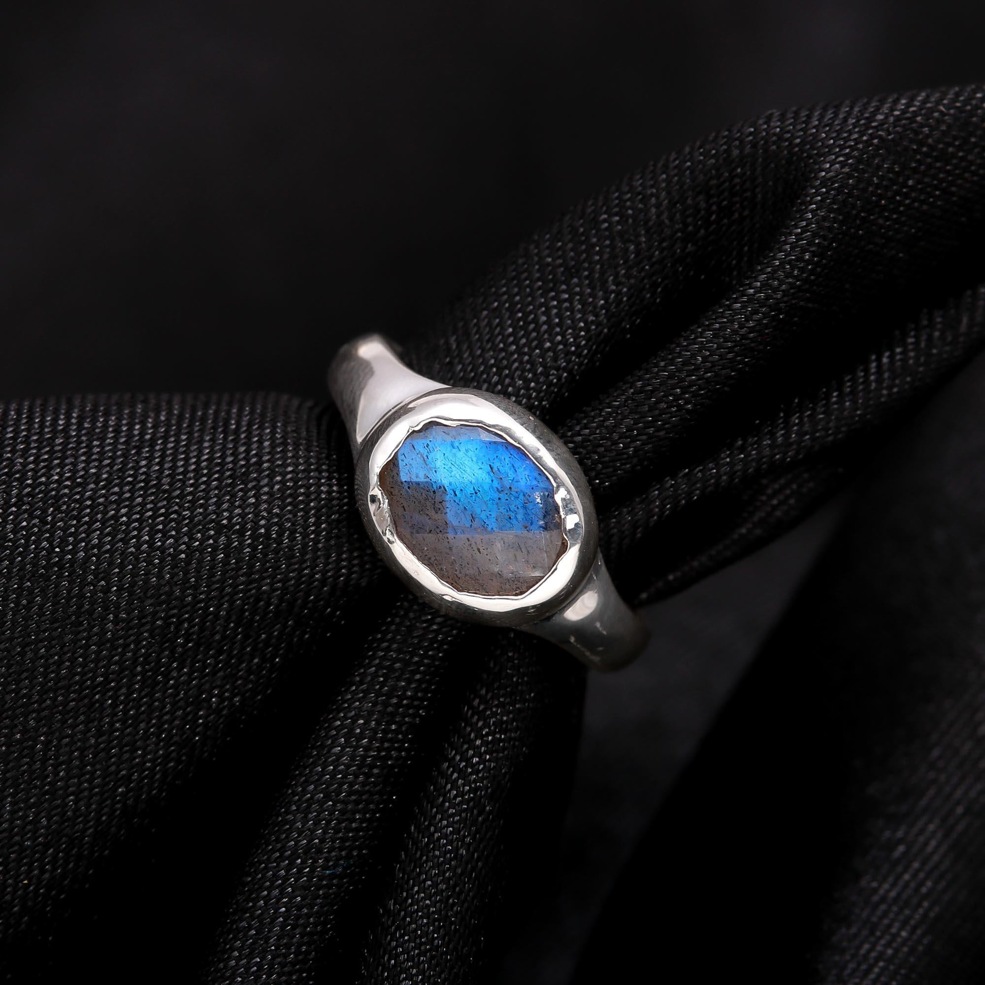 Oval Labradorite: Chunky East-West Setting Ring