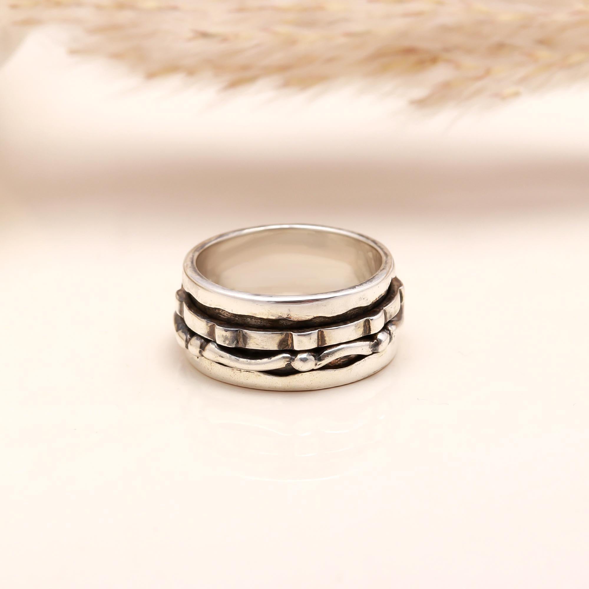 Oxidized Silver: Textured Meditation Fidget Band