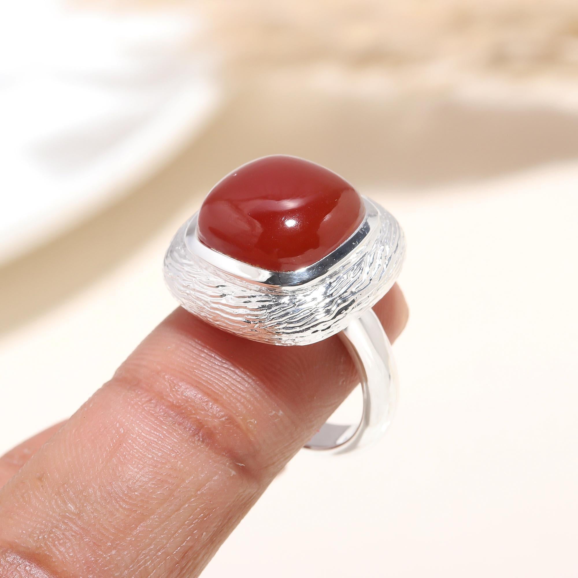 The Crimson Cushion : Bold Textured Statement Ring
