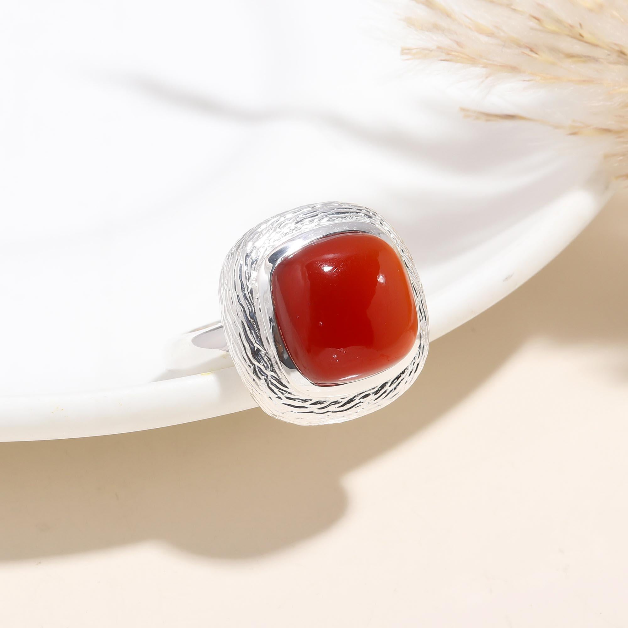 The Crimson Cushion : Bold Textured Statement Ring