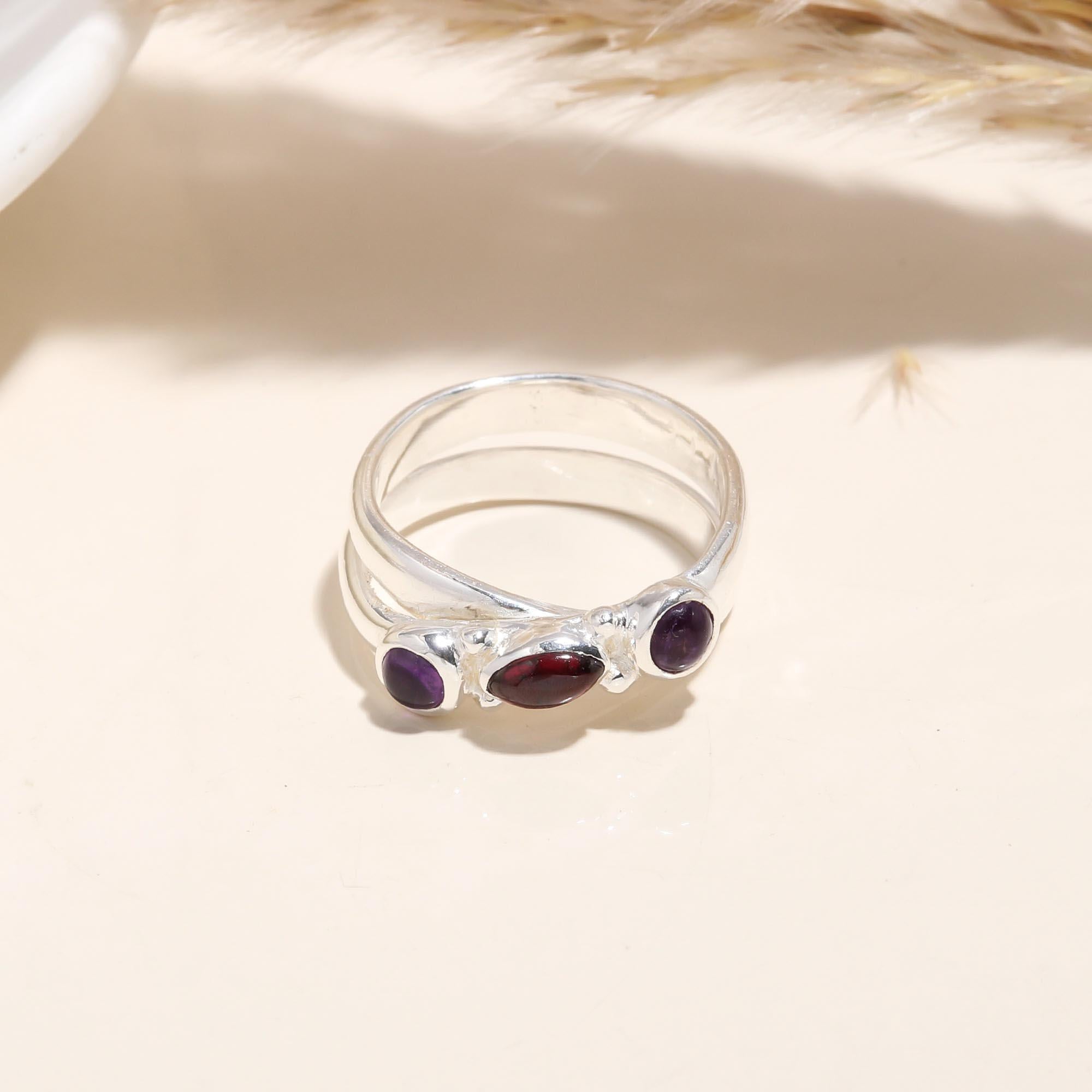 The Berry Trio: Minimalist Three Stone Ring