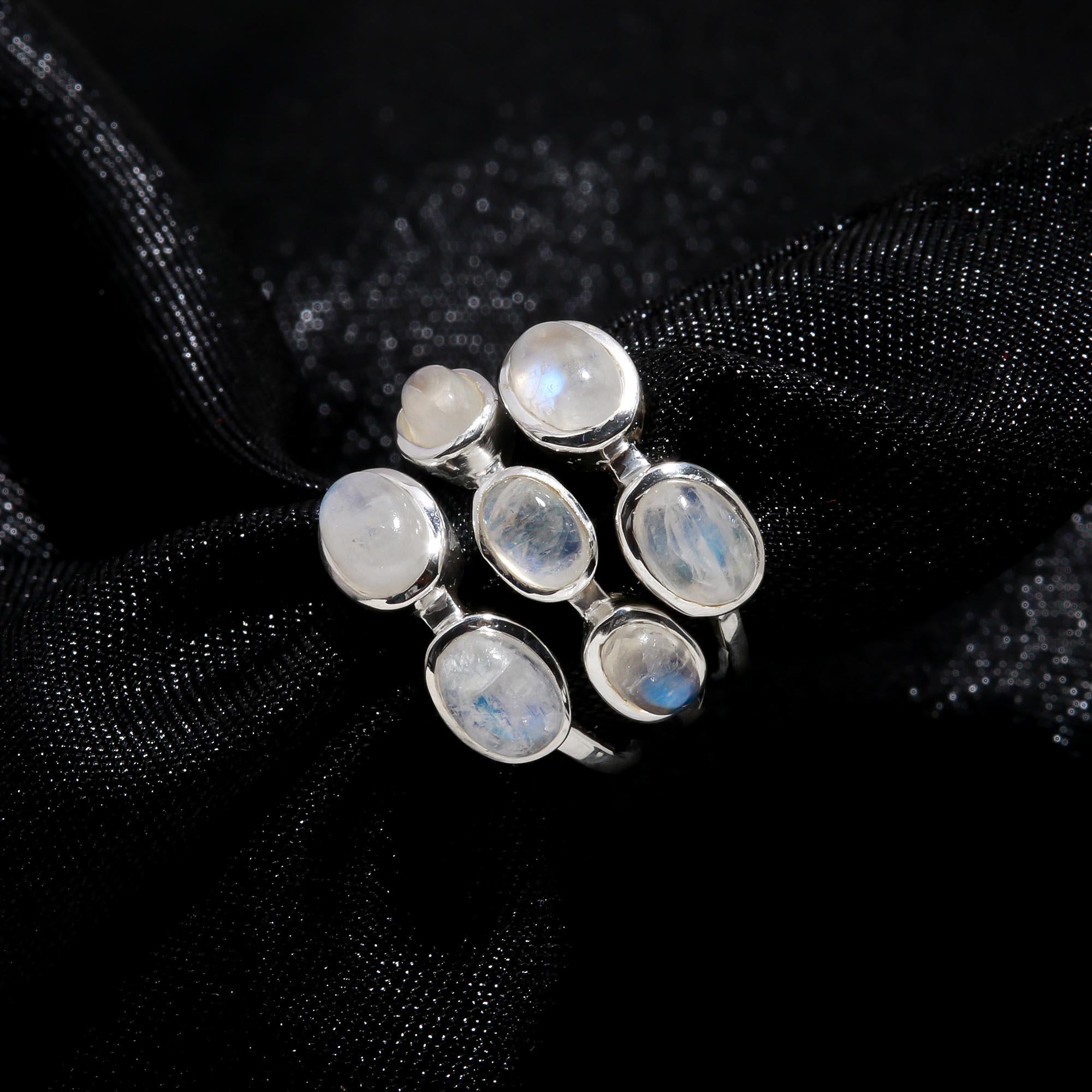 The Moonlit Bouquet: Multi-Stone Cluster Ring