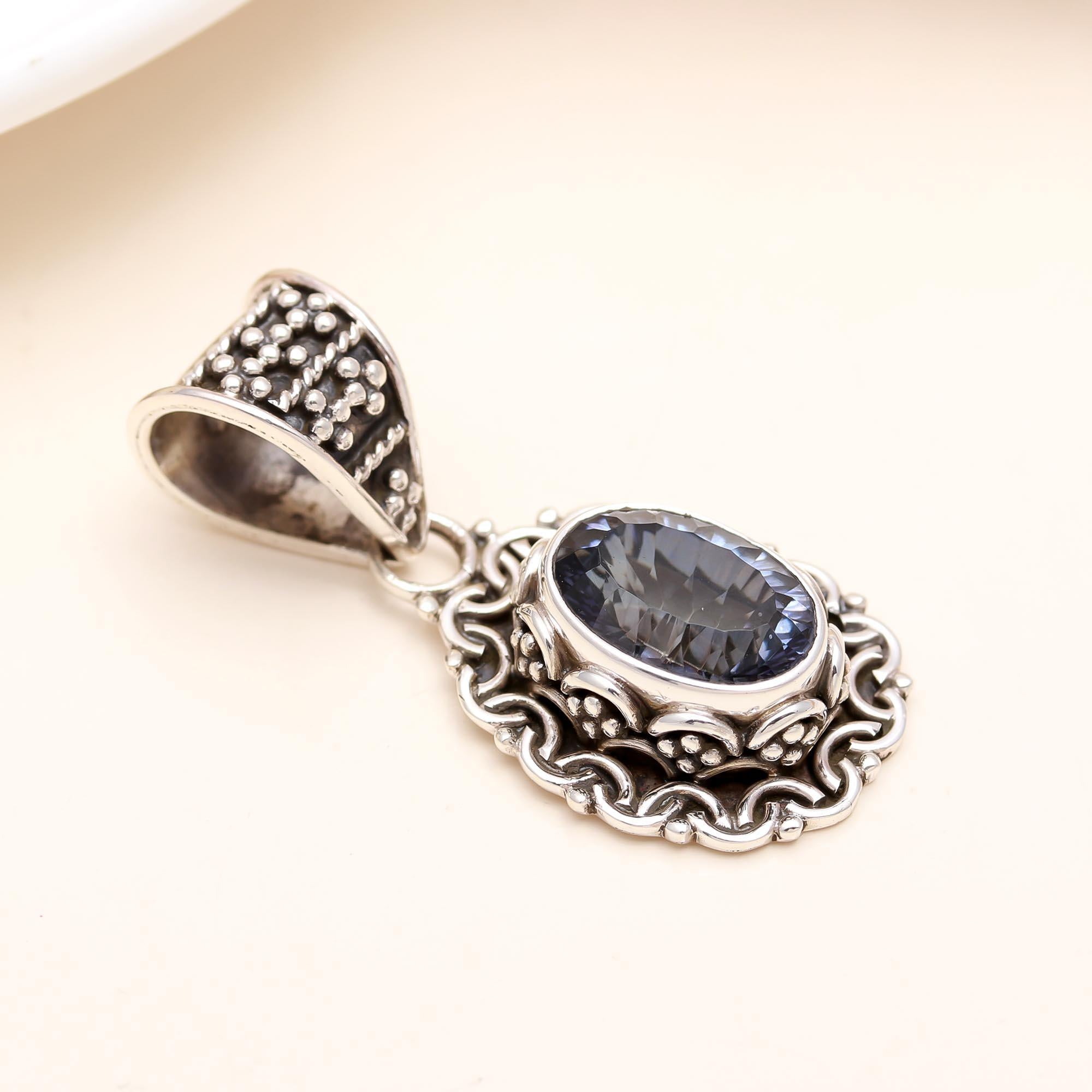 The Midnight Bali: Iolite Filigree Ornate Pendant