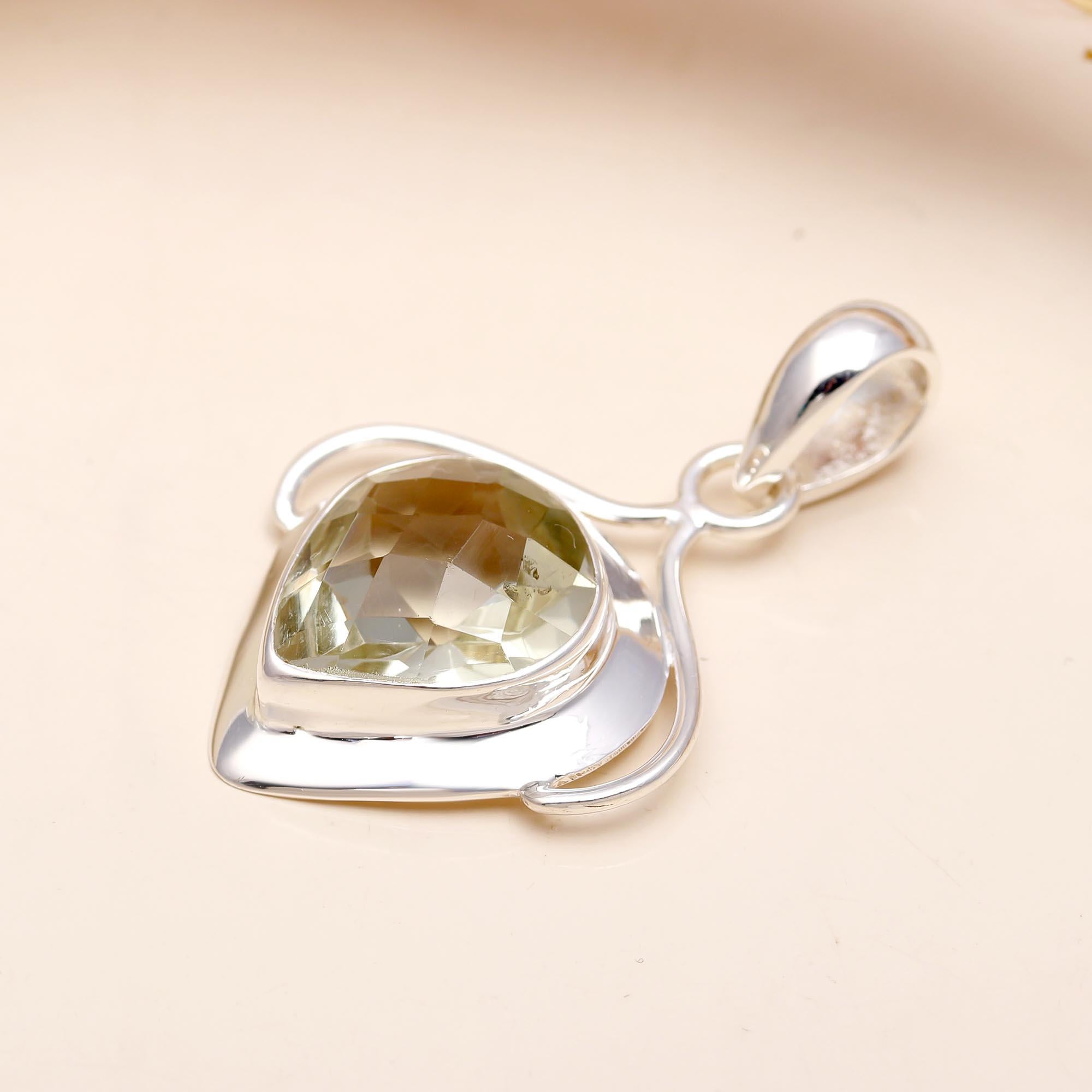 The Luminous Heart: Green Amethyst Openwork Pendant