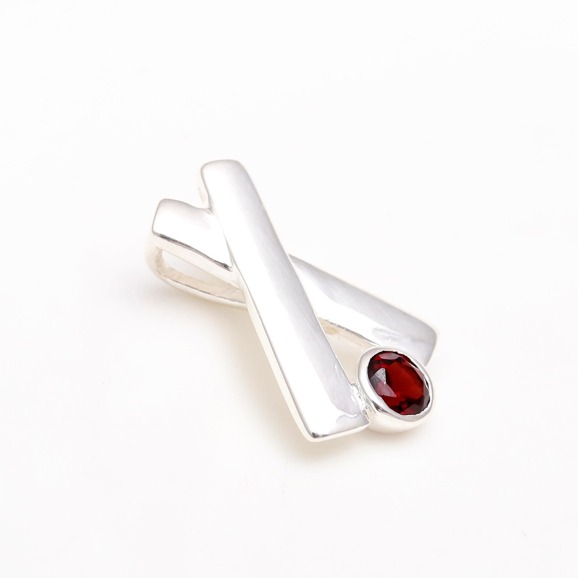 The Geometric Cross: Garnet X-Shape Slide Charm