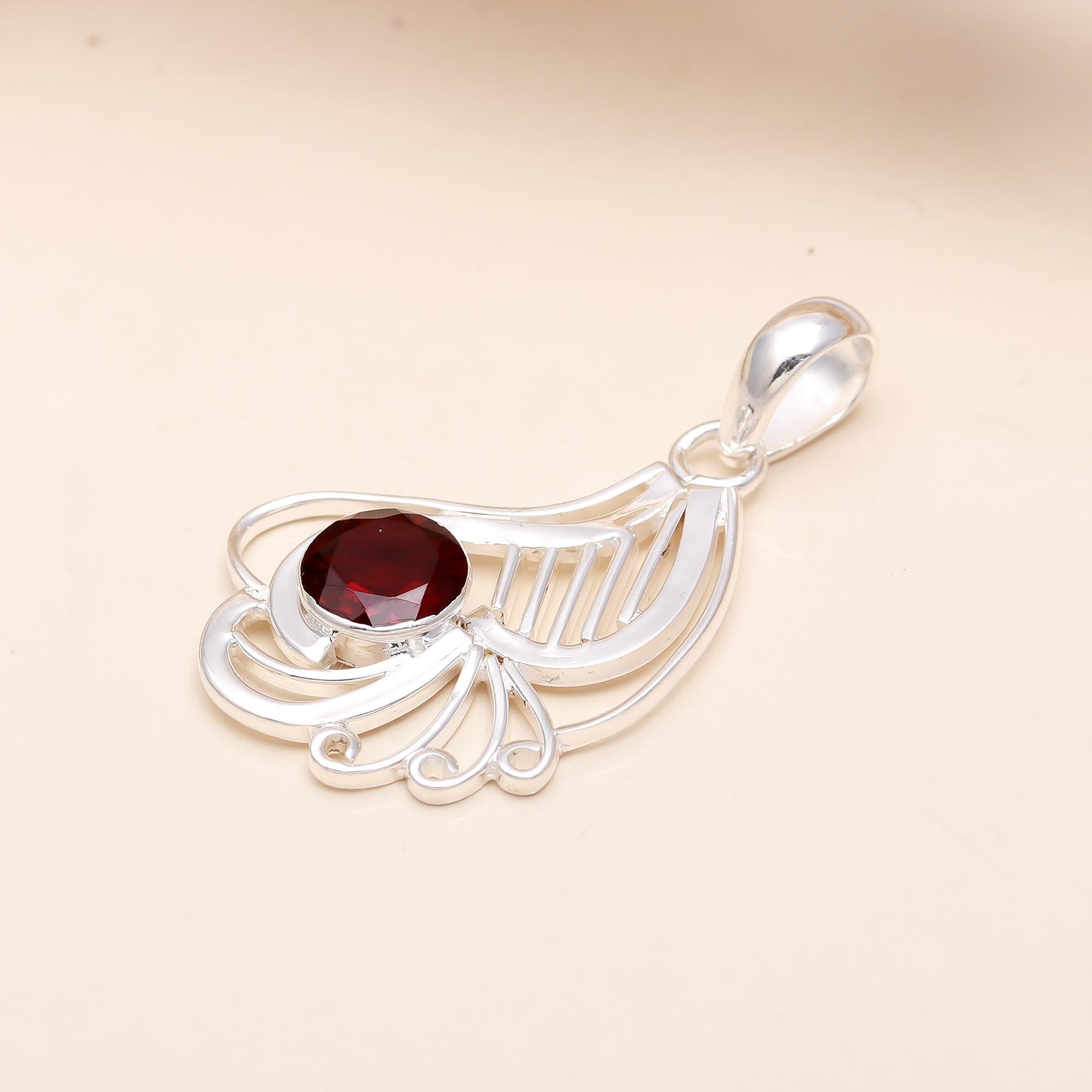 The Scarlet Wing: Red Garnet Filigree Drop Pendant