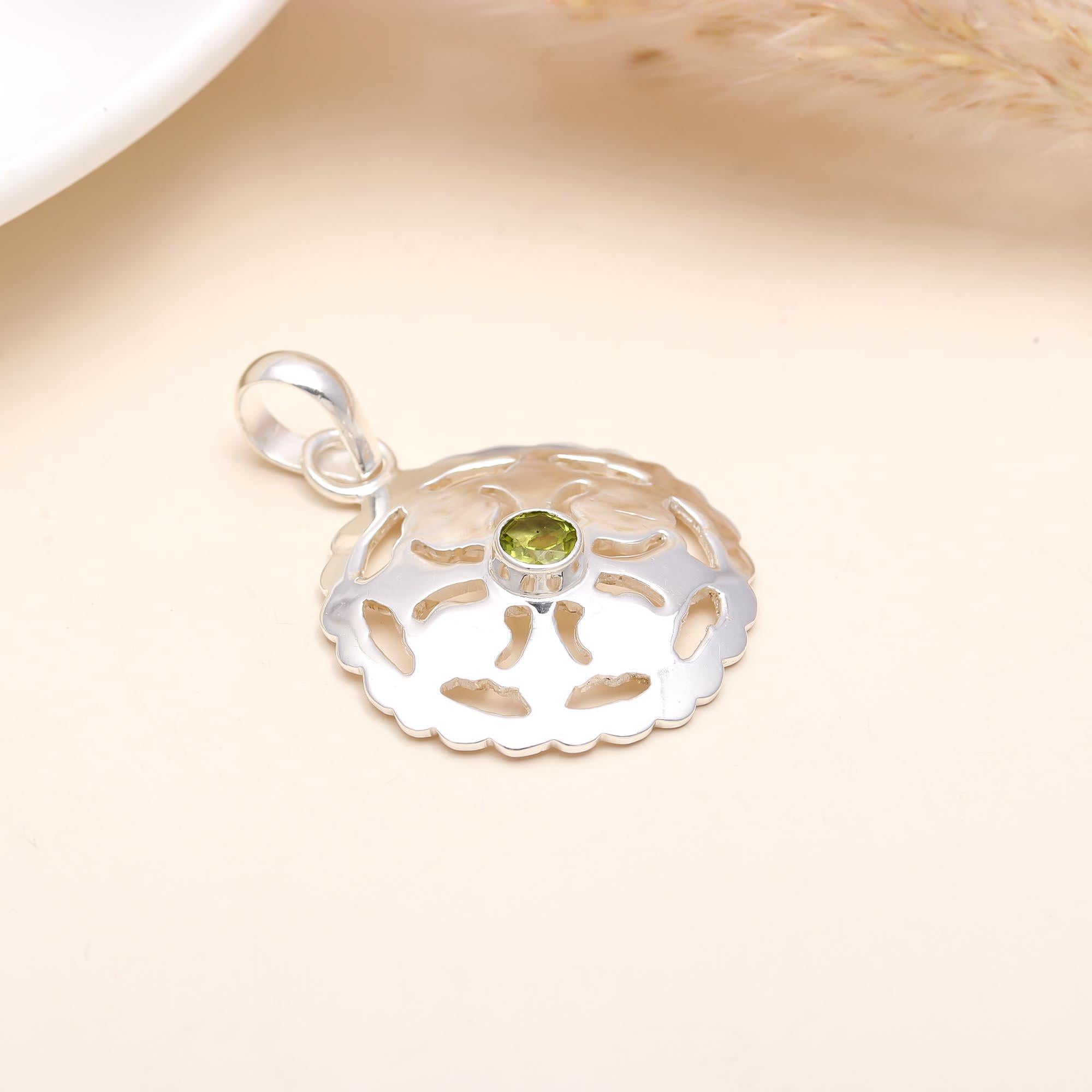 The Silver Dome: Peridot Dome Locket-Style Silver Pendant