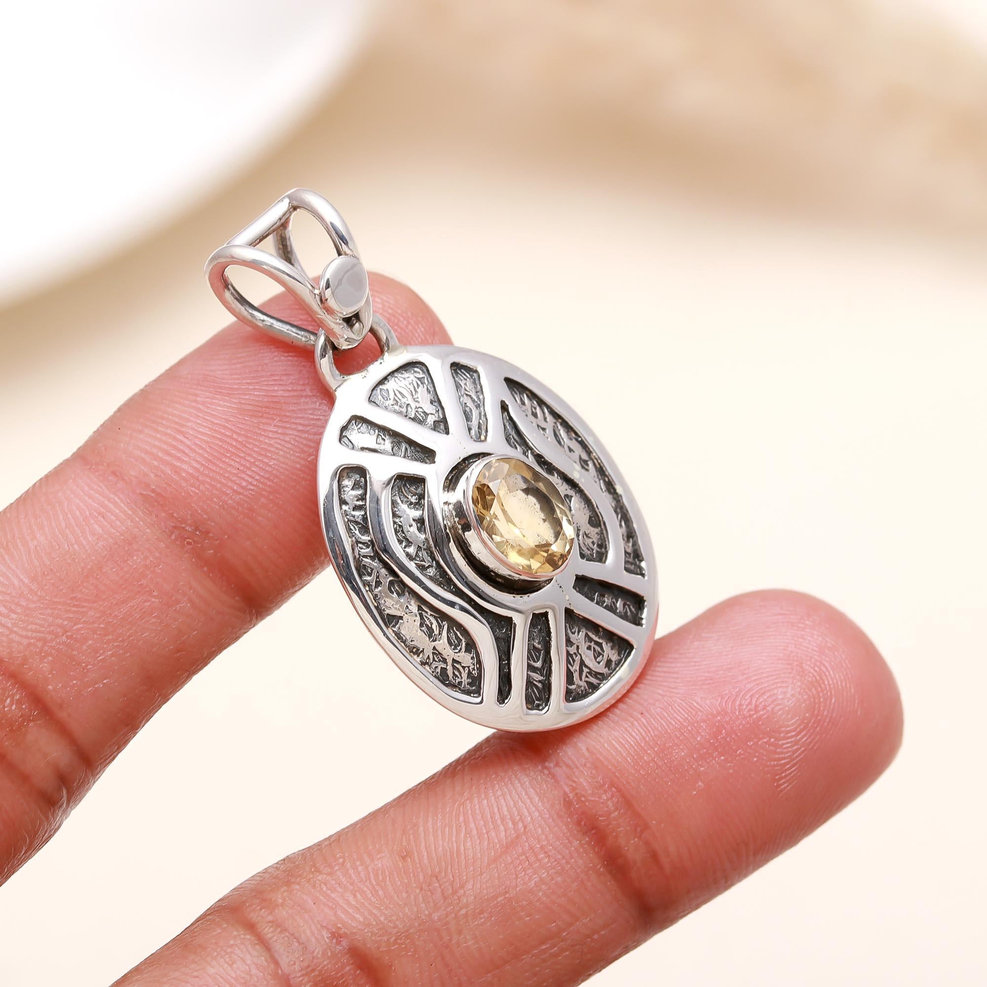 Craft Rose Gold Topaz Faceted Natural Gemstone Silver plated Pendant