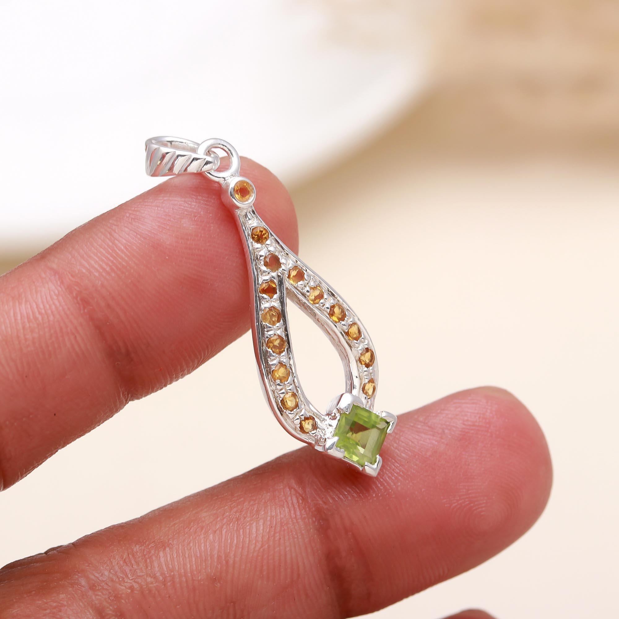 Peridot Minimalist Pendant in 925 Sterling Silver