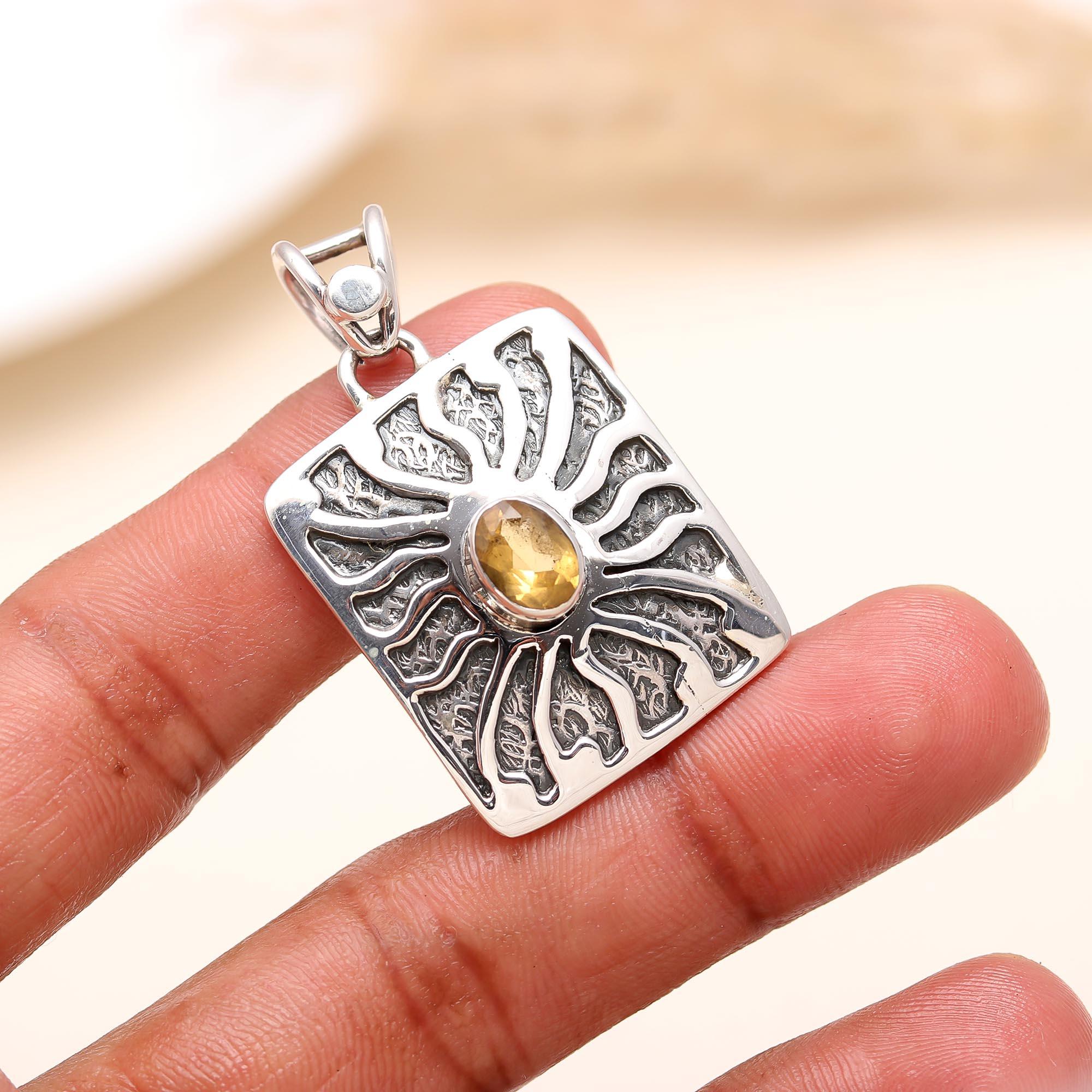 Citrine 925 Sterling Silver Pendant