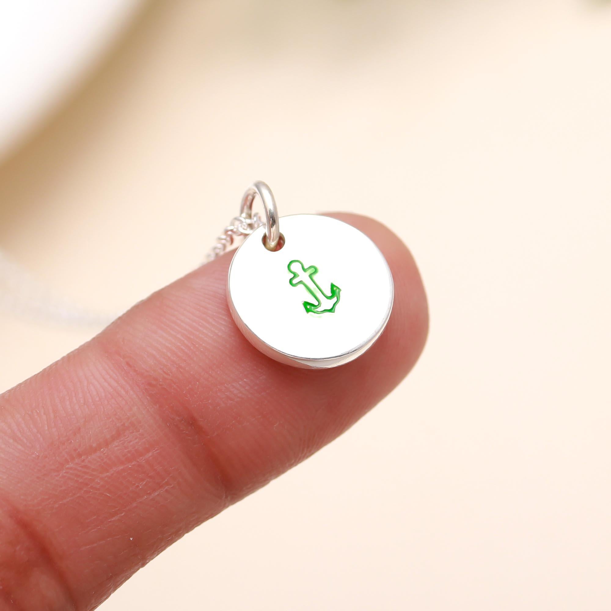 925 Silver Round Anchor Pendant Necklace