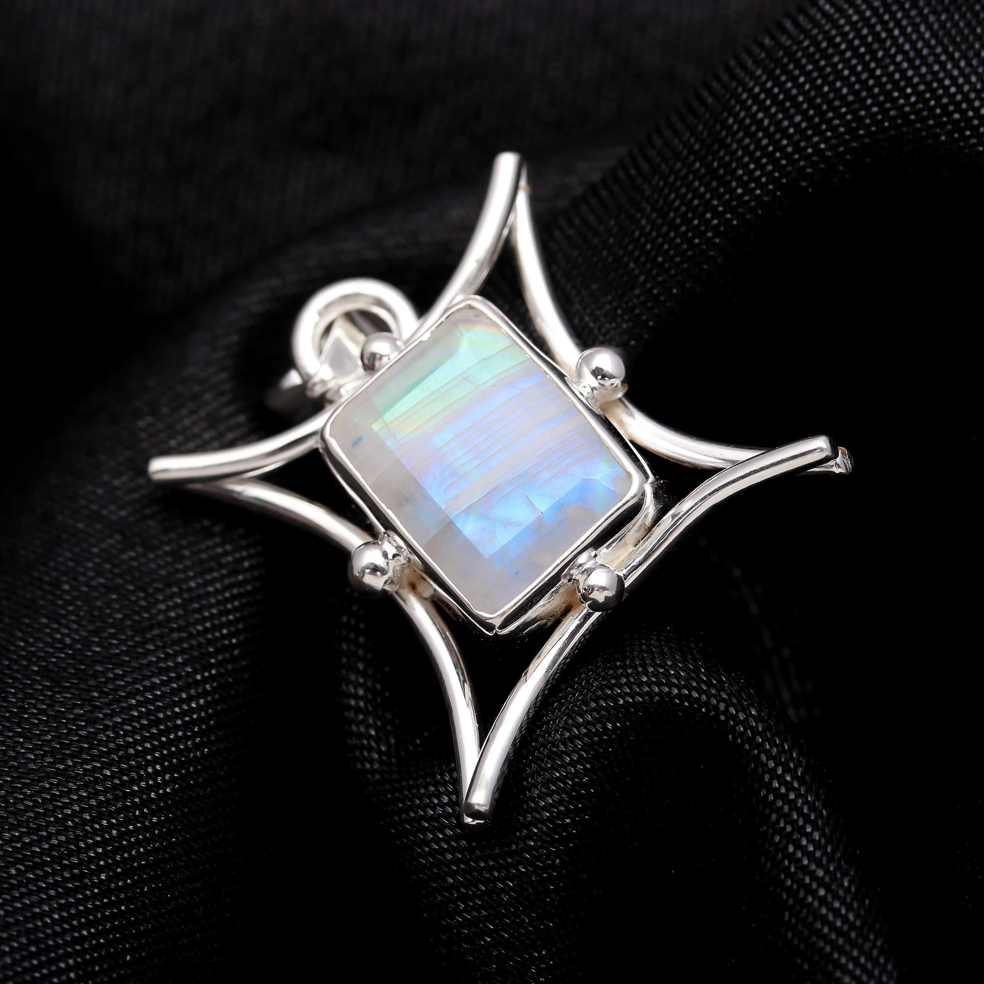 925 Sterling Silver Natural Moonstone Pendant