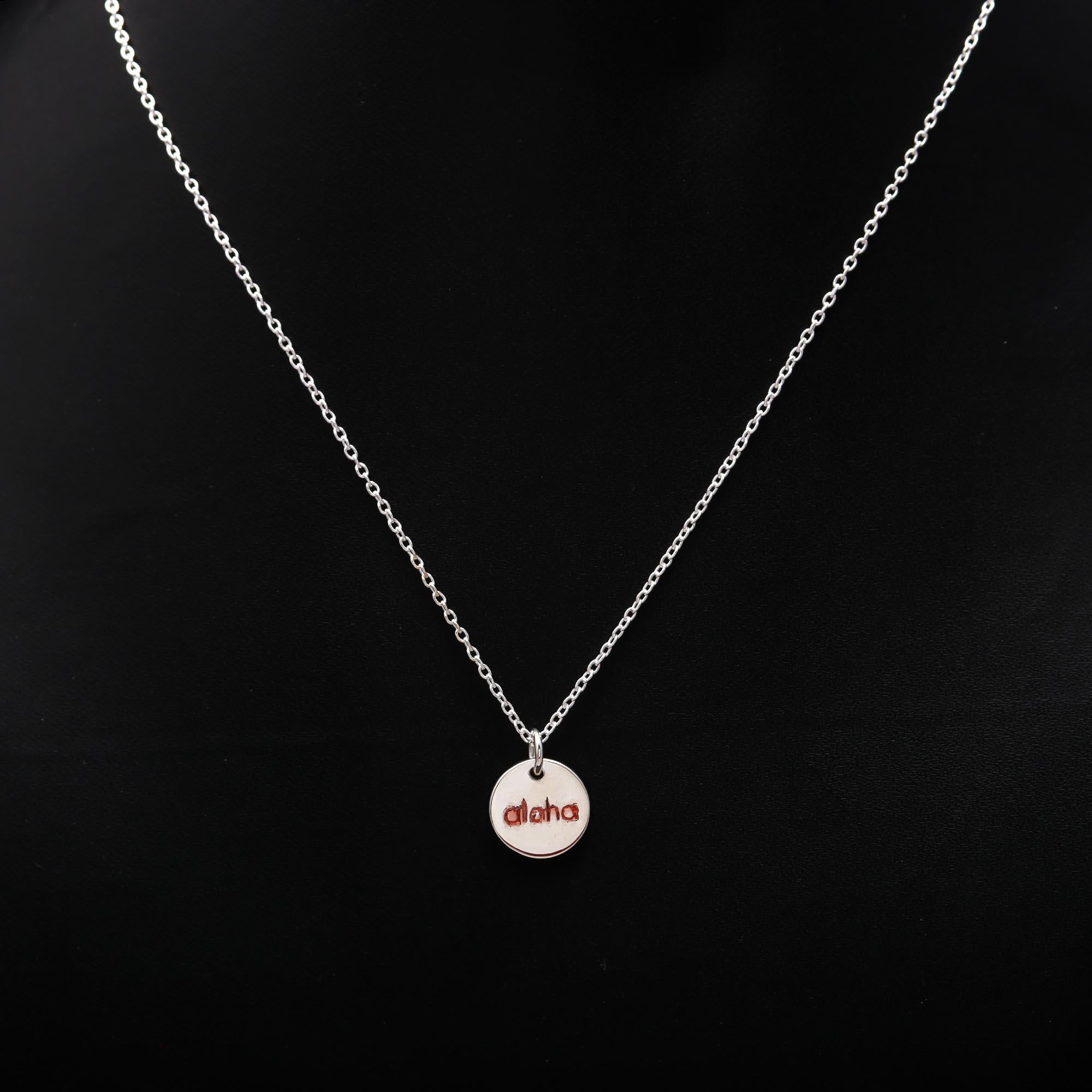925 Silver Round “Aloha” Pendant Necklace