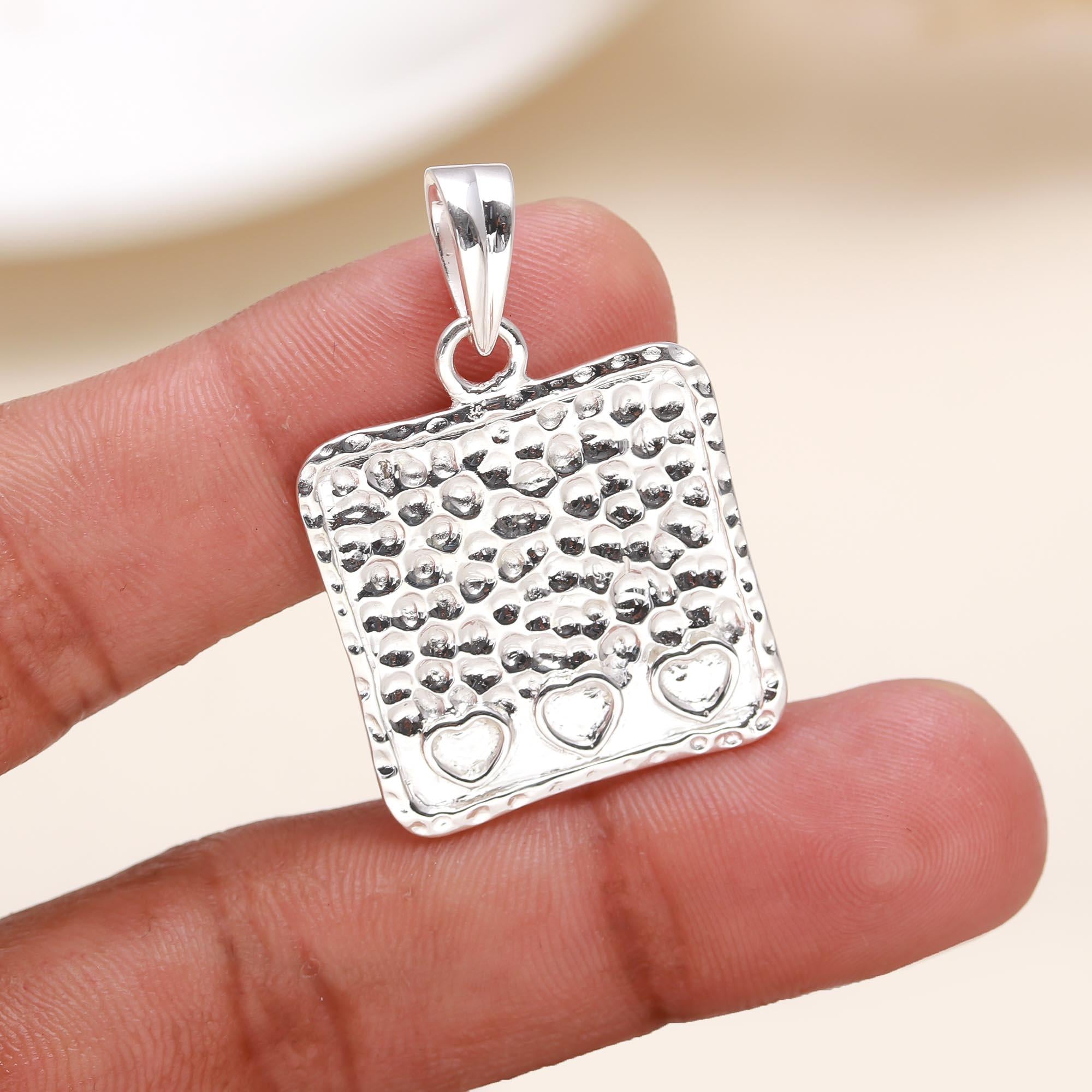 Silver Square Pendant in 925 Sterling Silver