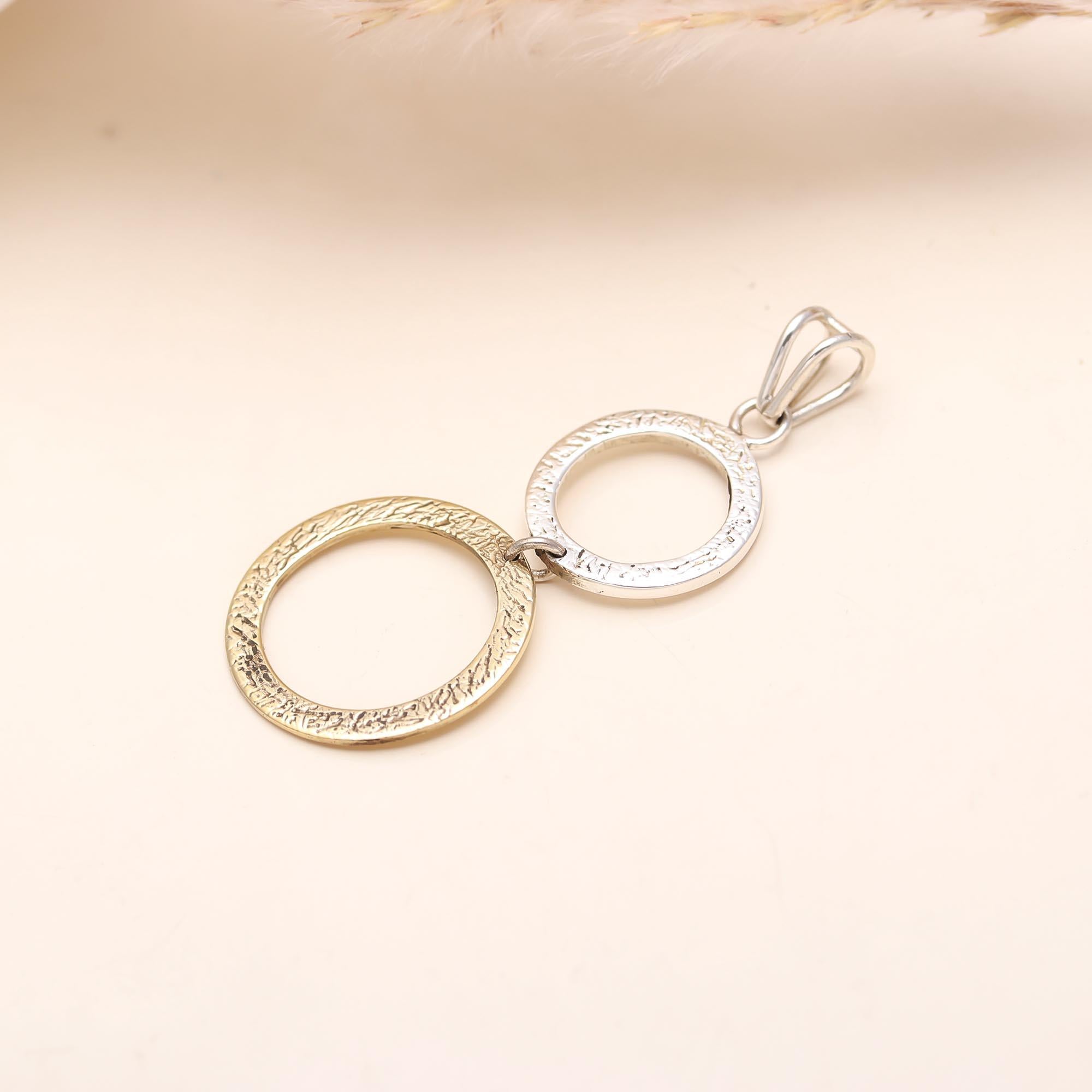 The Eclipse Link: Mixed Metal Circle Pendant