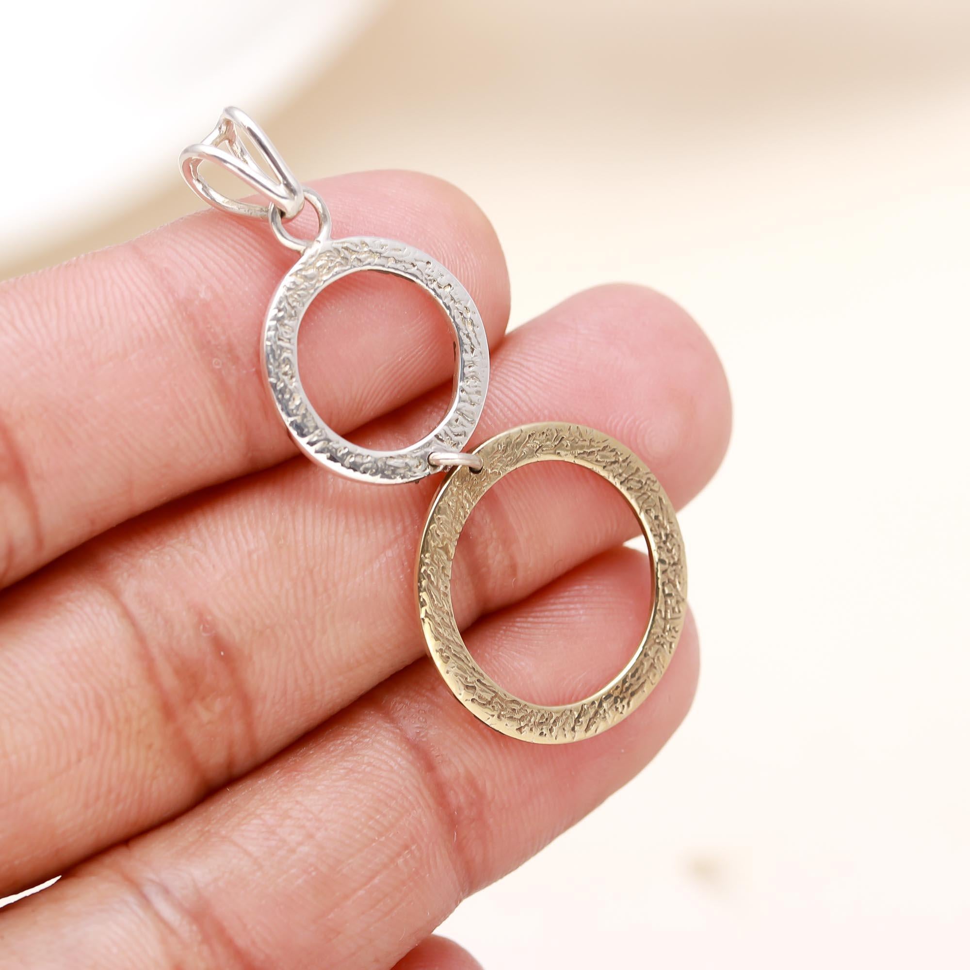 The Eclipse Link: Mixed Metal Circle Pendant