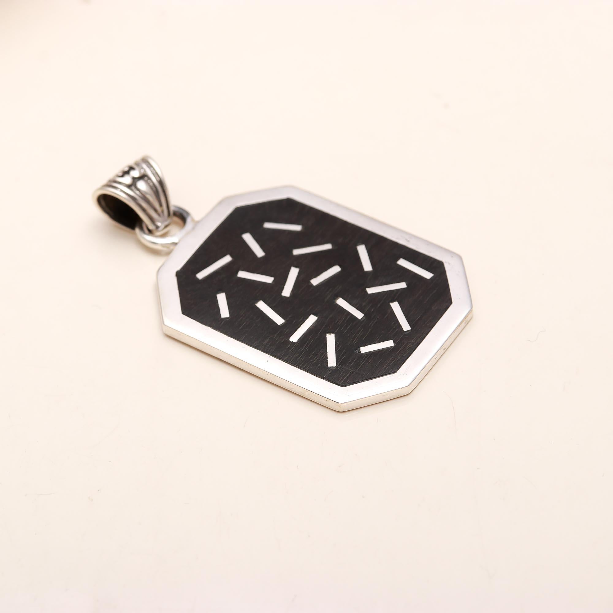 Classic Ebony Wood Sterling Silver Pendant