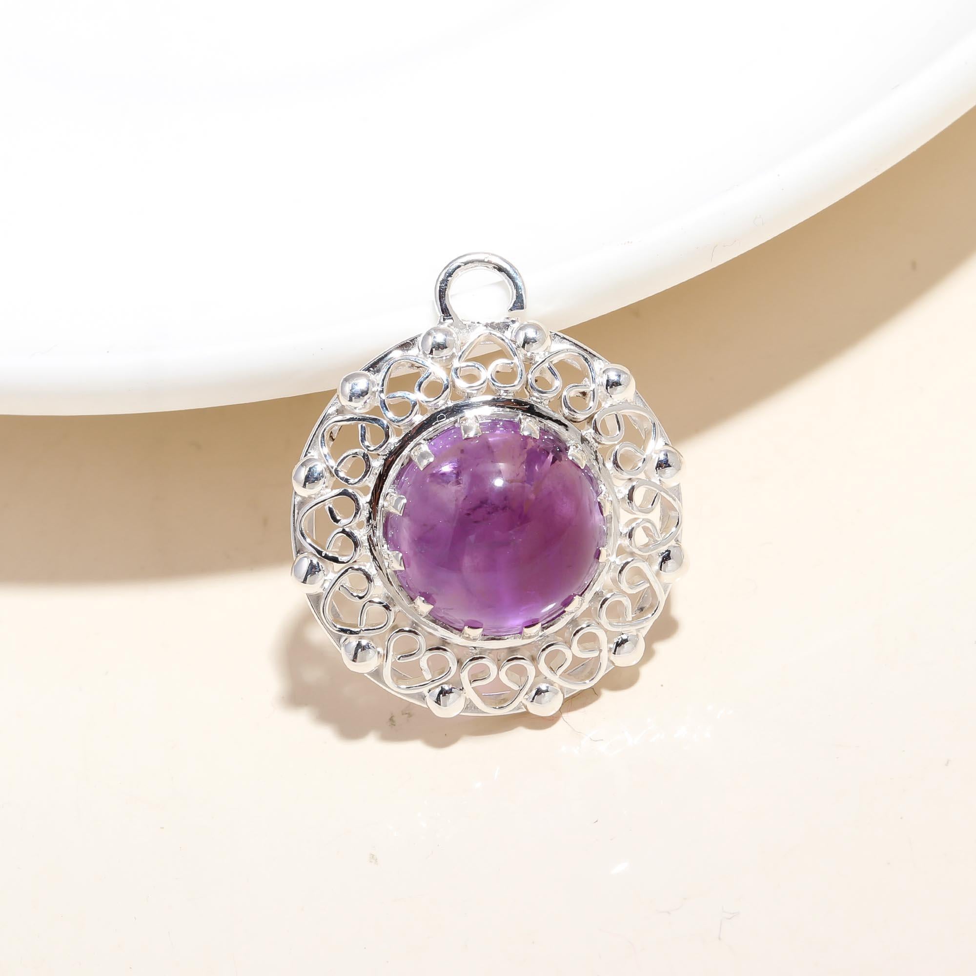 Solid 925 Sterling Silver Fashion Jewelry Natural Gemstone Pendant