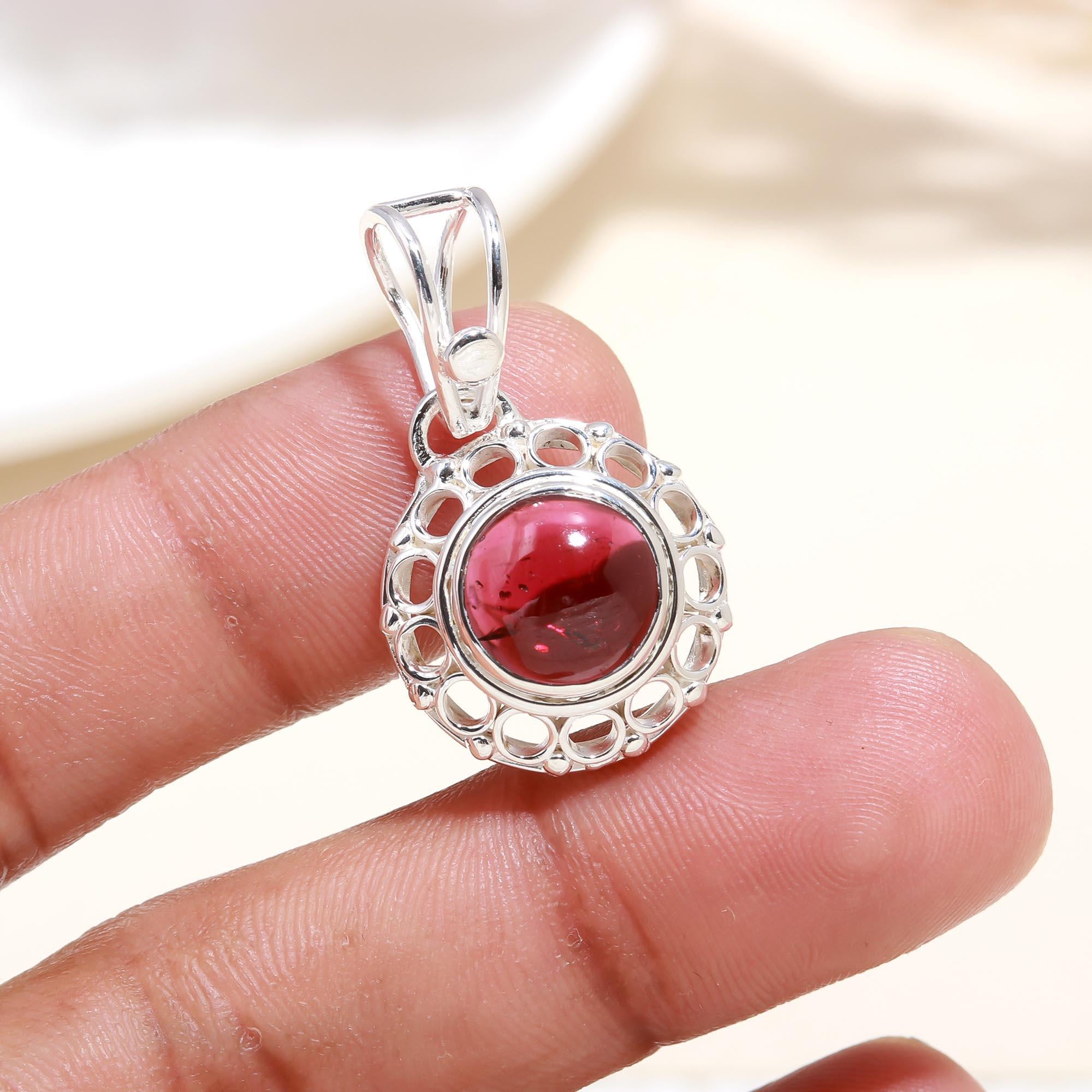 Gernet Pendant Natural 925 Gemstone With Sterling Silver Handmade Jewelry