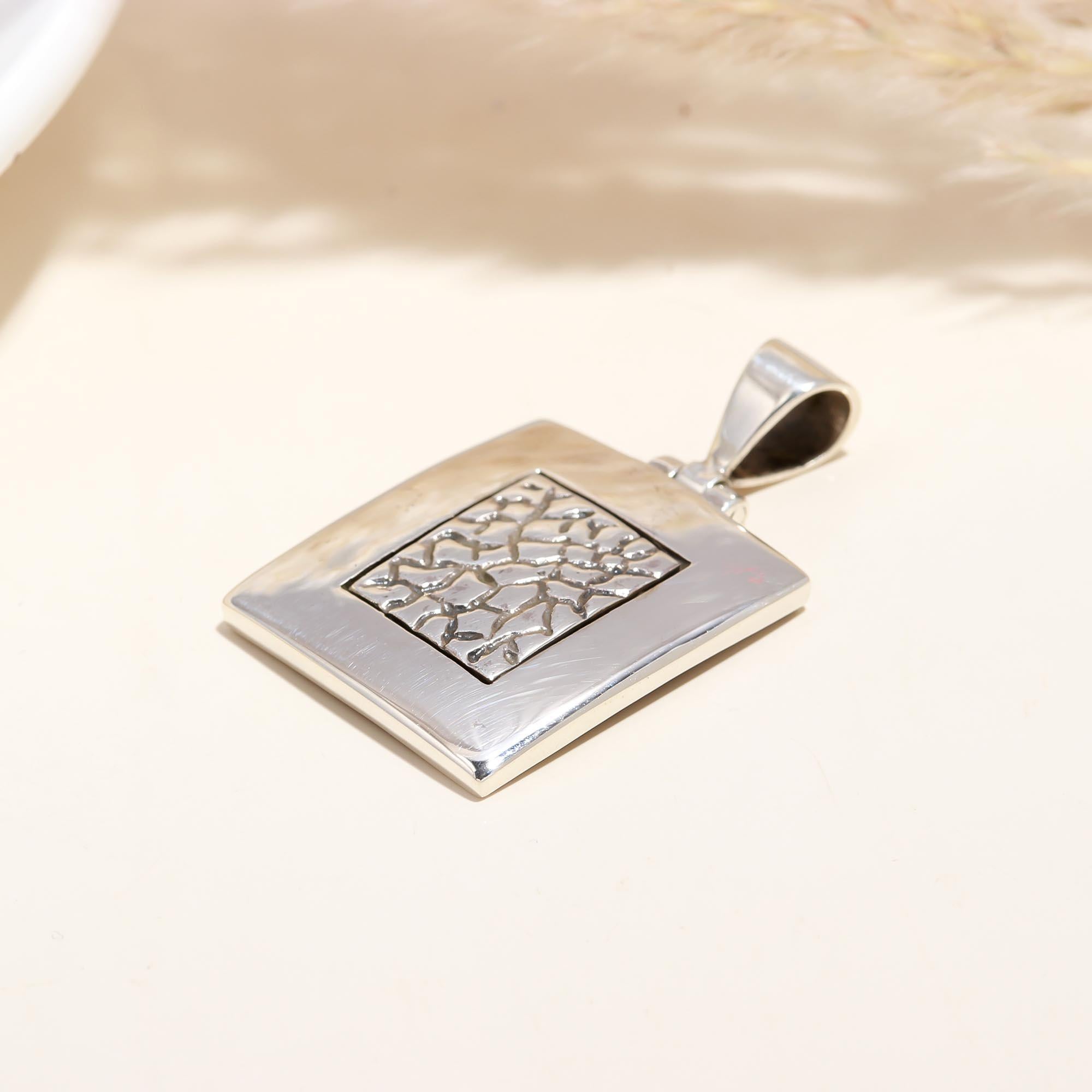 925 Sterling Silver Designer Square Shape Pendant