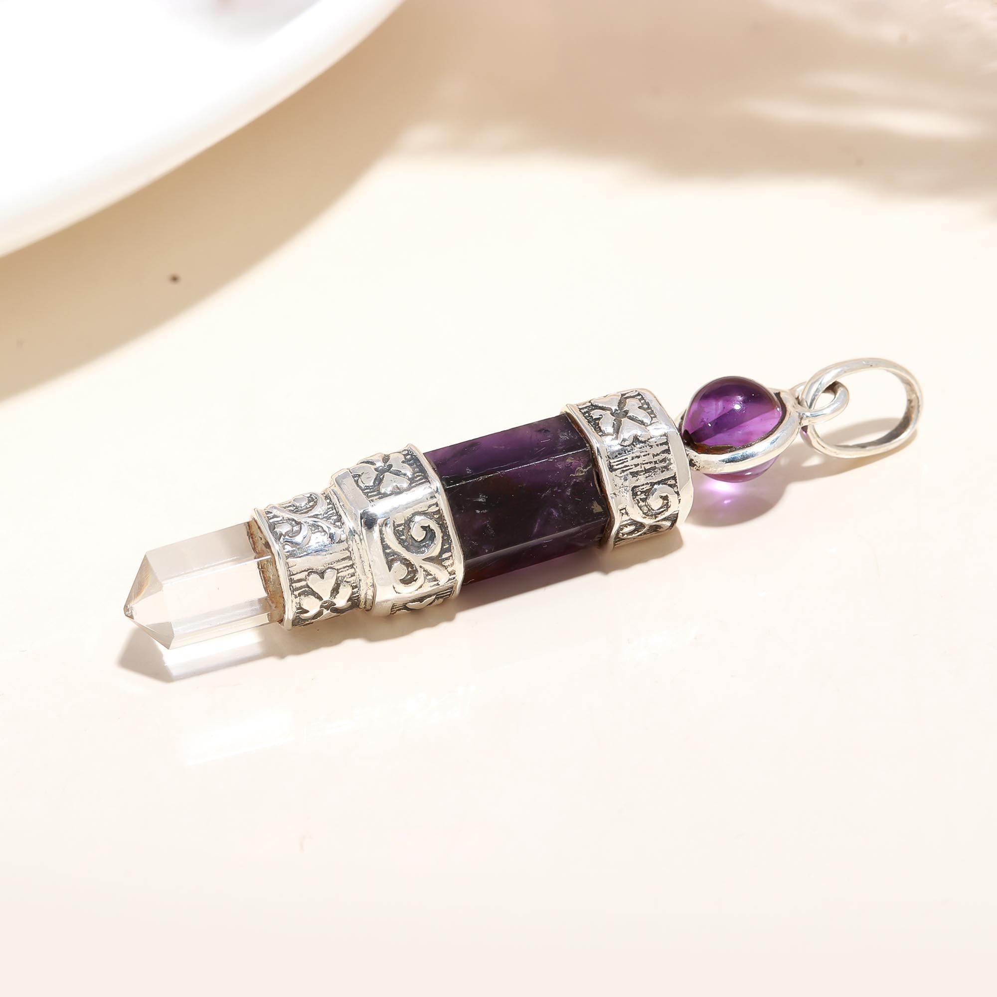 The Power Wand: Ornate 925 Silver Crystal Pendant
