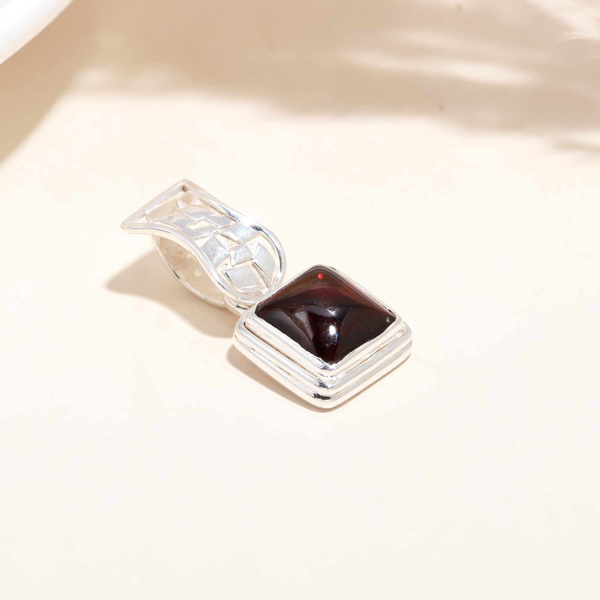 Square Modern Carnelian Pendant