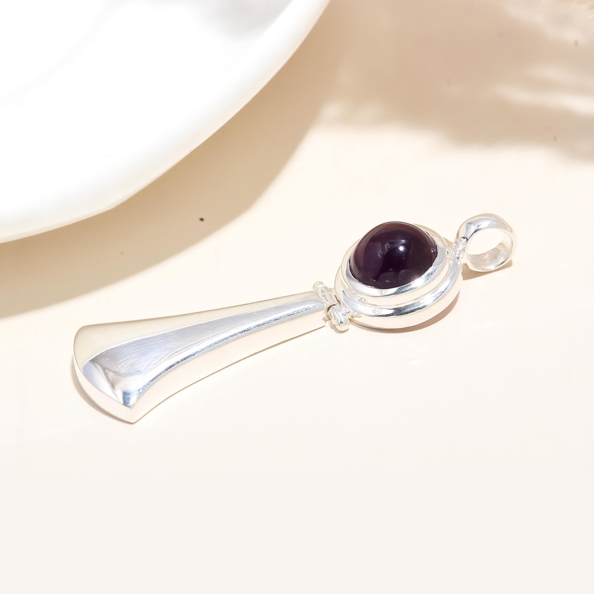 The Kinetic Violet: Round Amethyst Articulated Drop Pendant