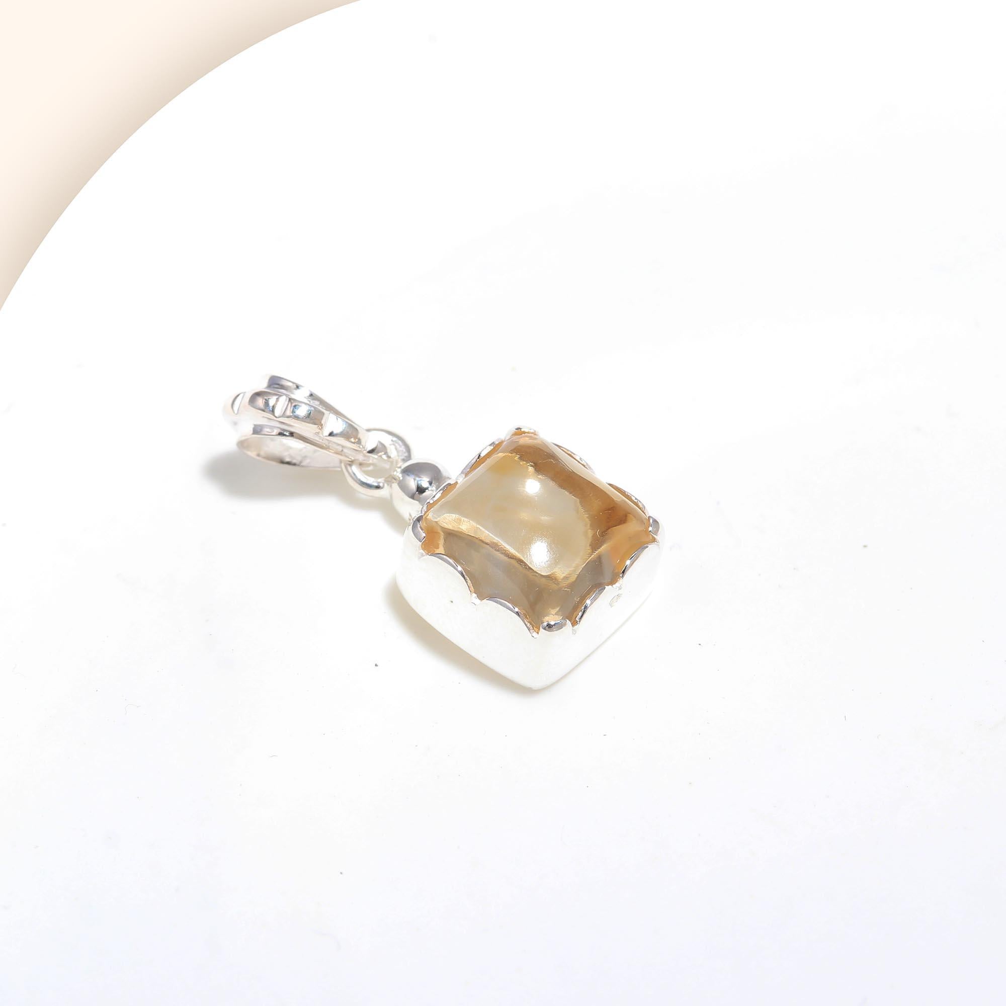 Natural Citrine Pendant in Sterling Silver