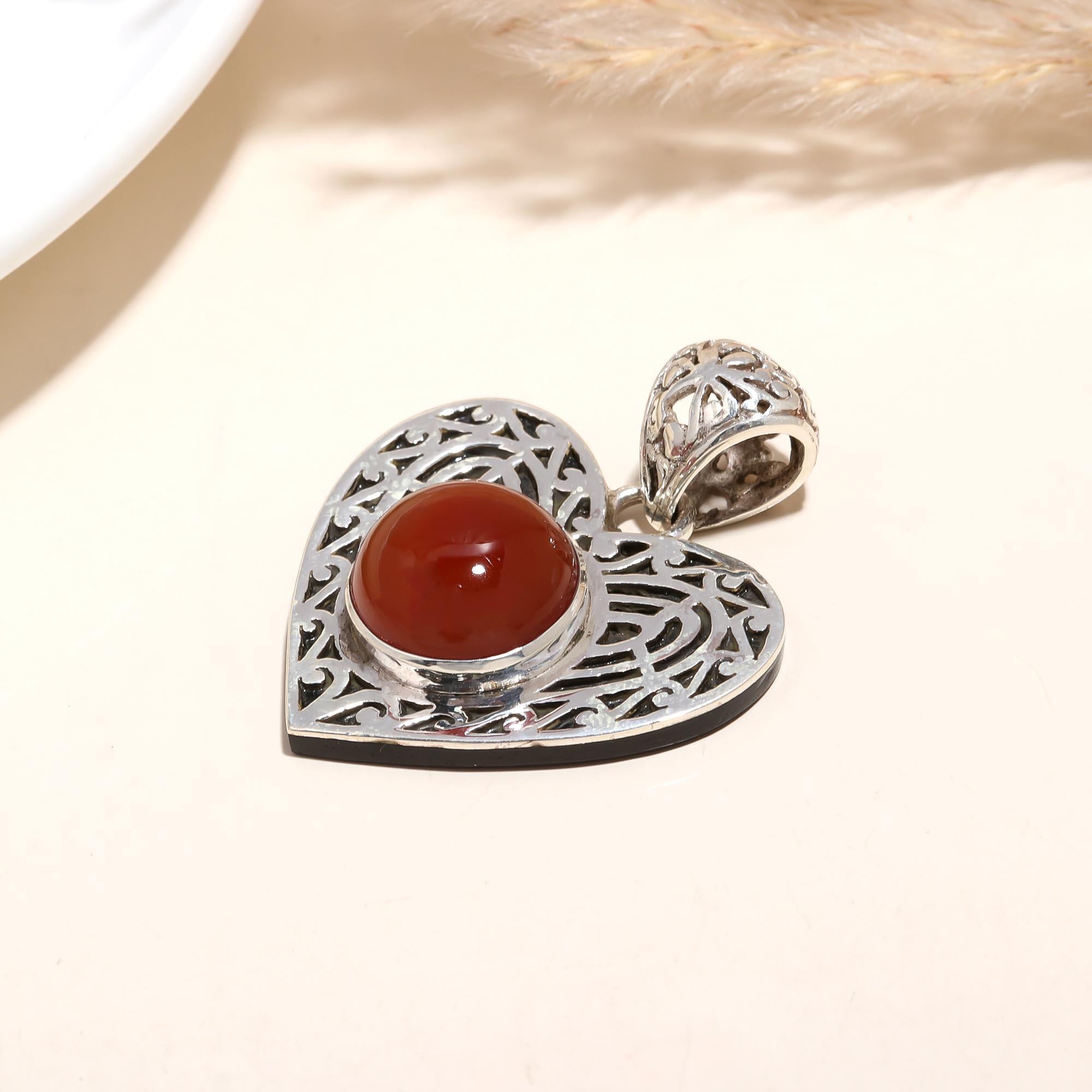 The Carnelian Heart: Carnelian Filigree Love Pendant