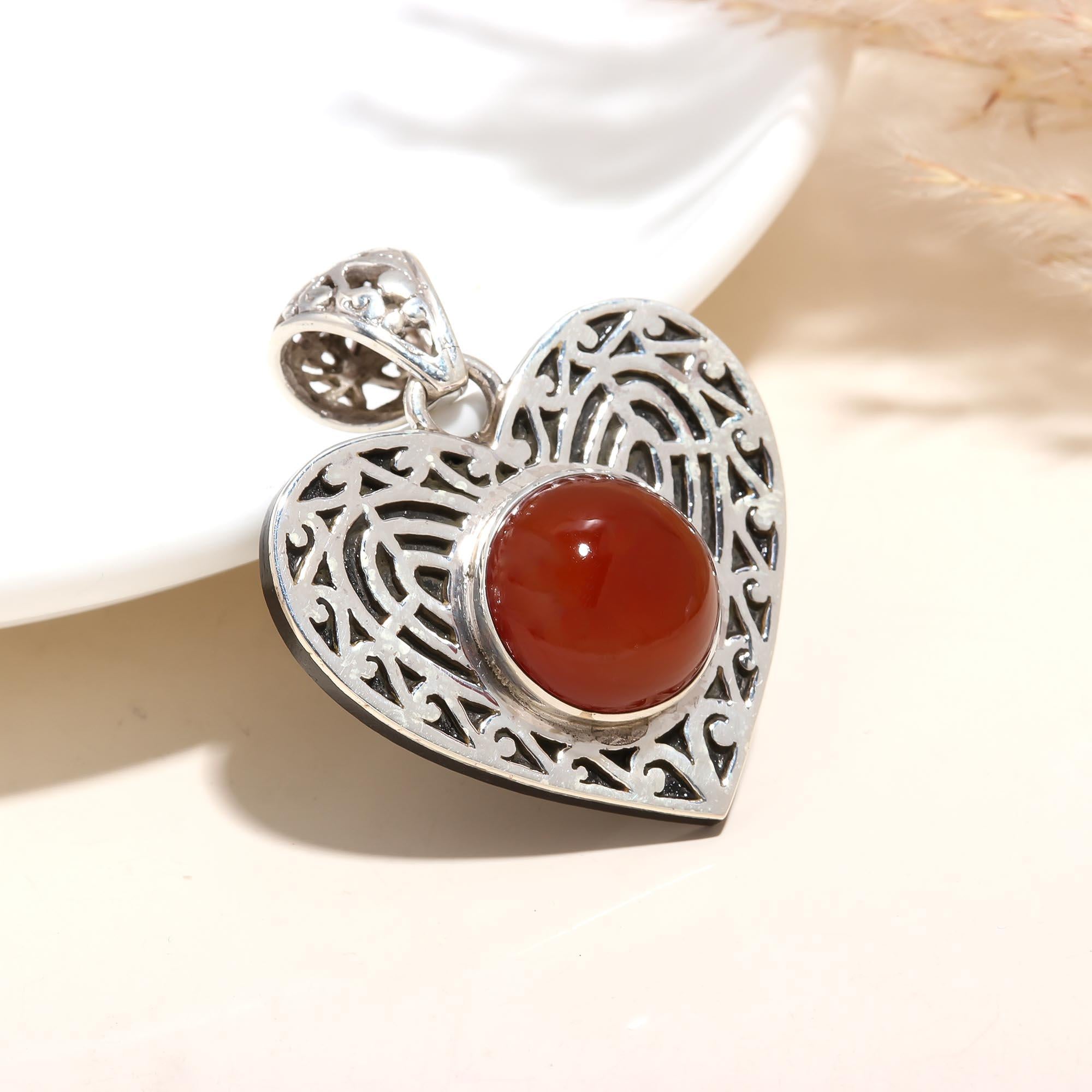 The Carnelian Heart: Carnelian Filigree Love Pendant