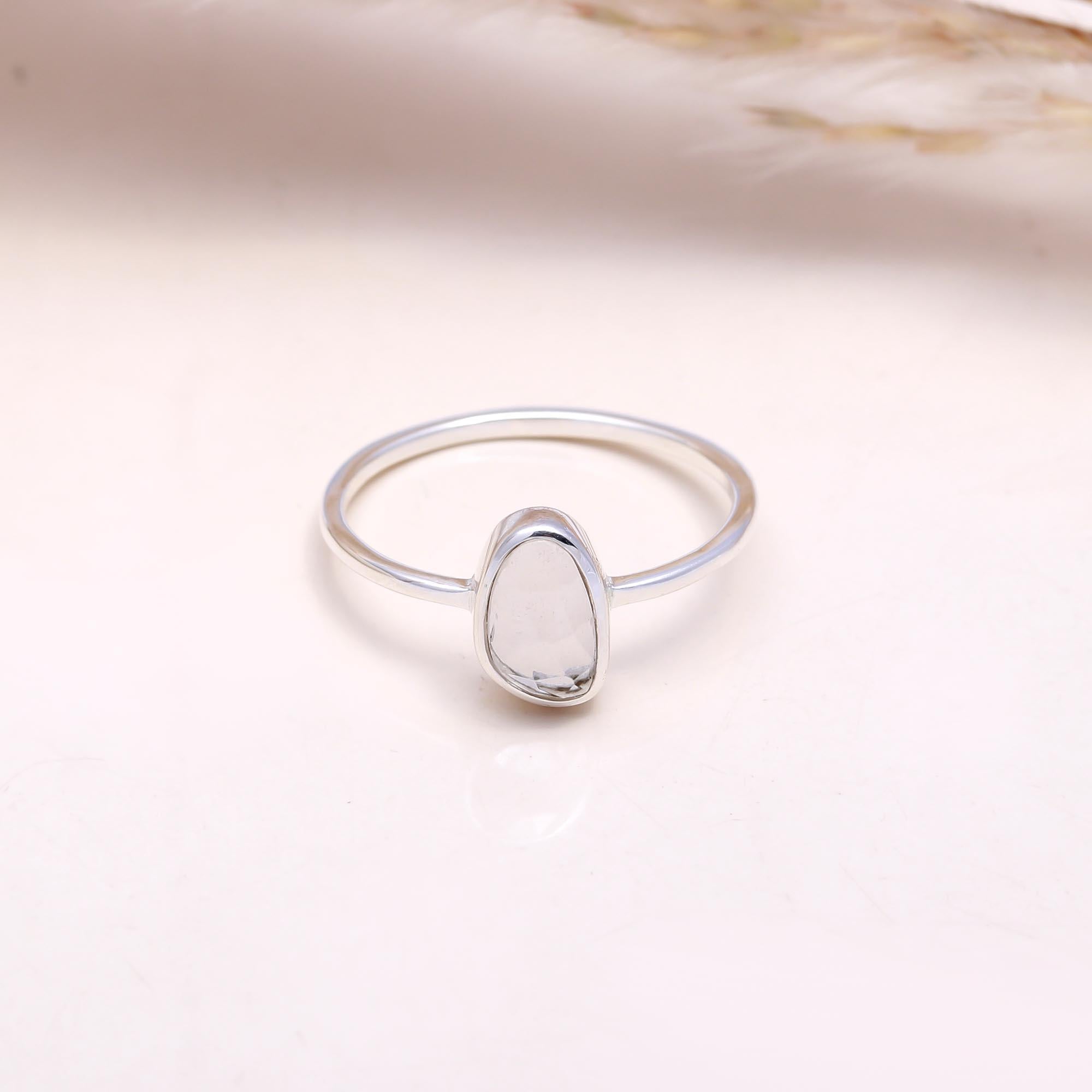 The Crystal Pool Ring: Rose Cut White Topaz Ring