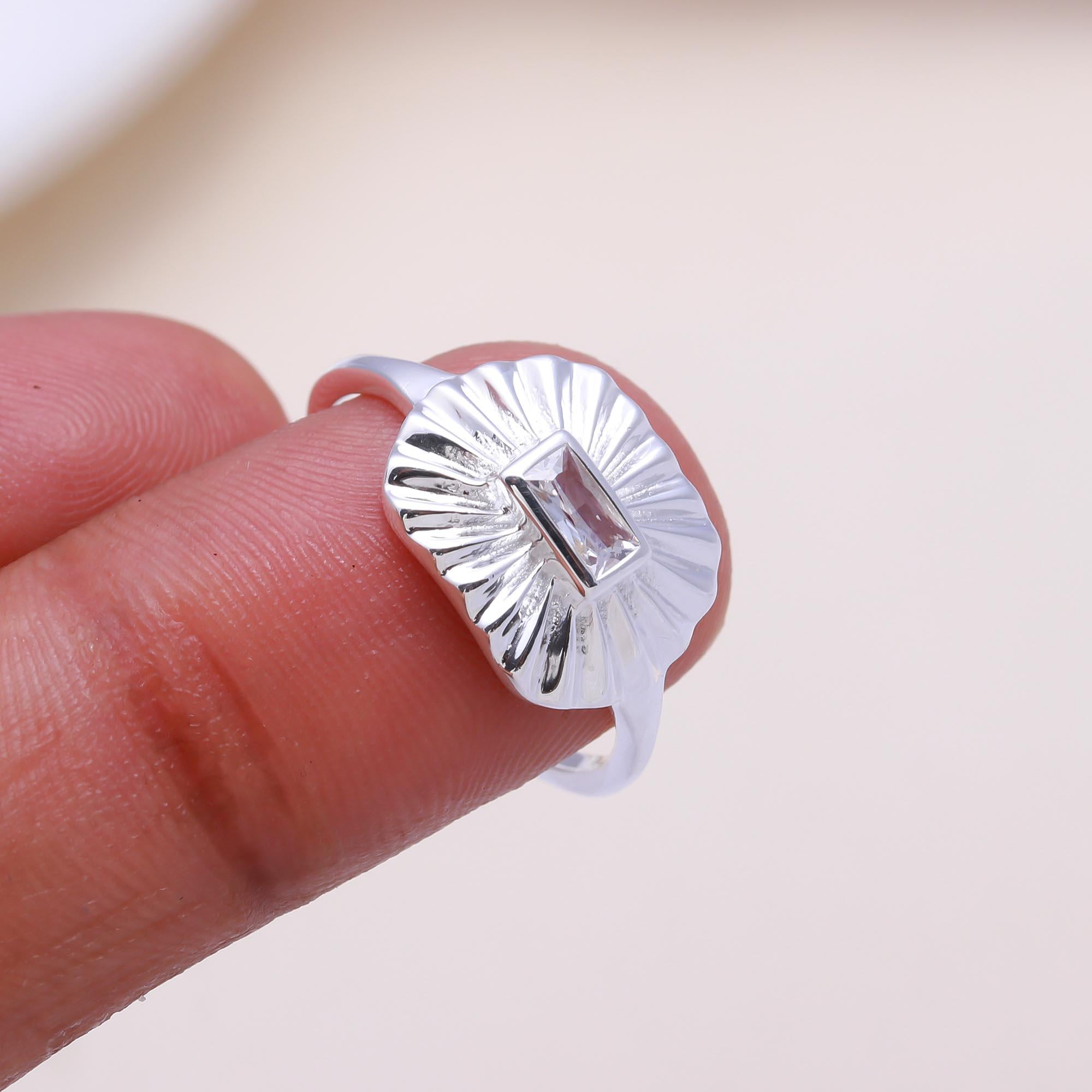 The Fluted Deco Ring: Baguette cubic zirconia Fluted Ring