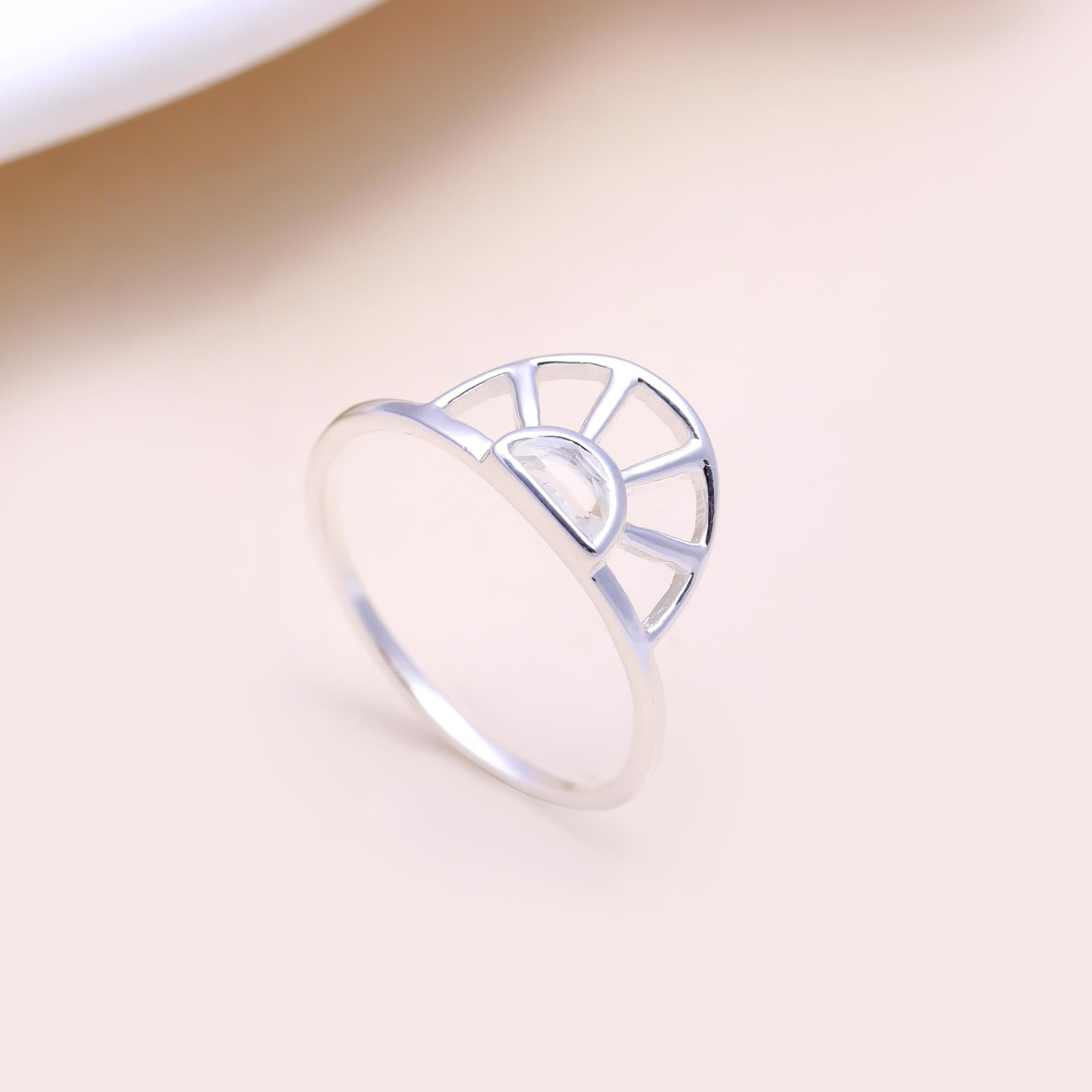 The Sunrise Arch Ring: White Topaz Openwork Fan Ring
