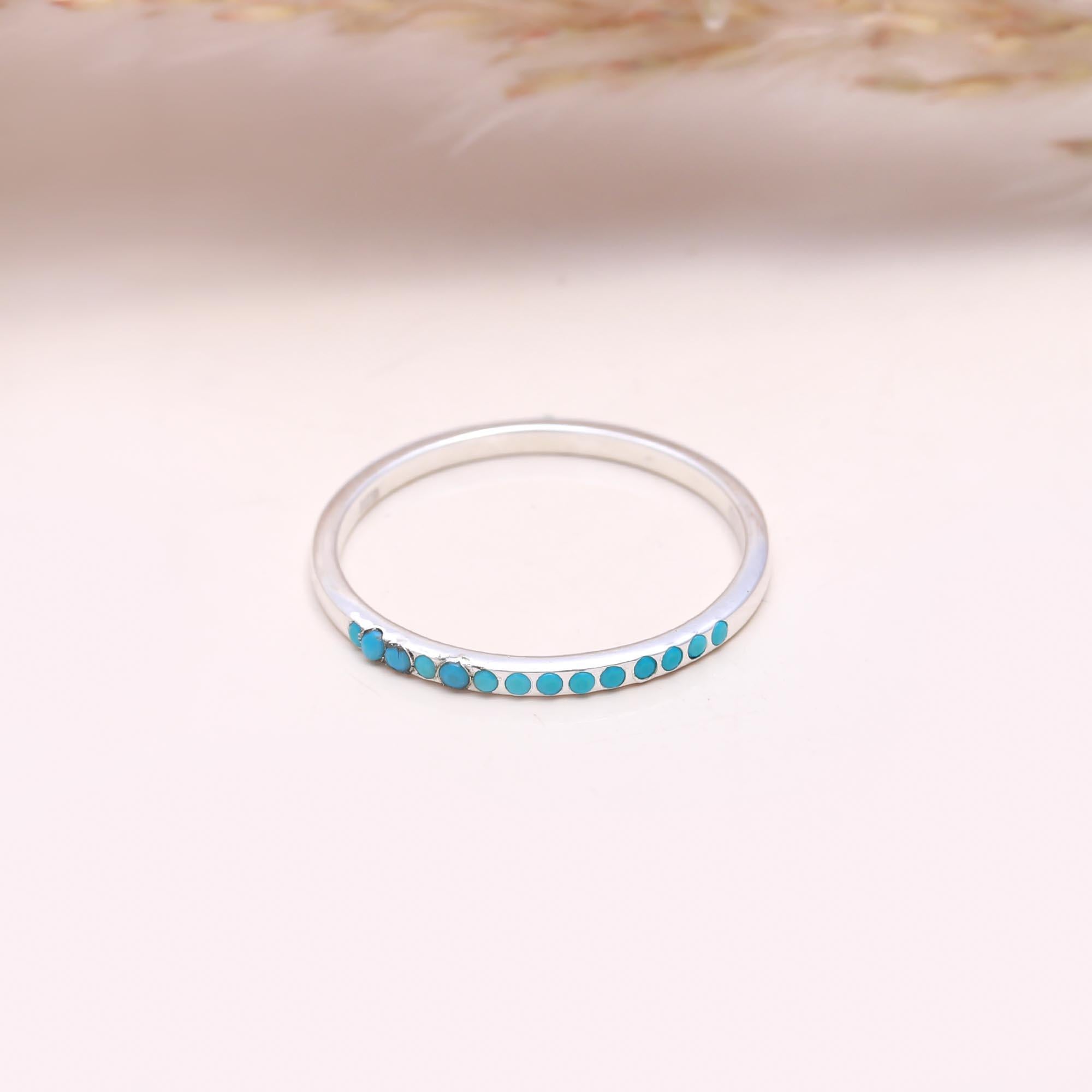 The Turquoise Horizon Band: Turquoise Micro-Pave Stacking Ring