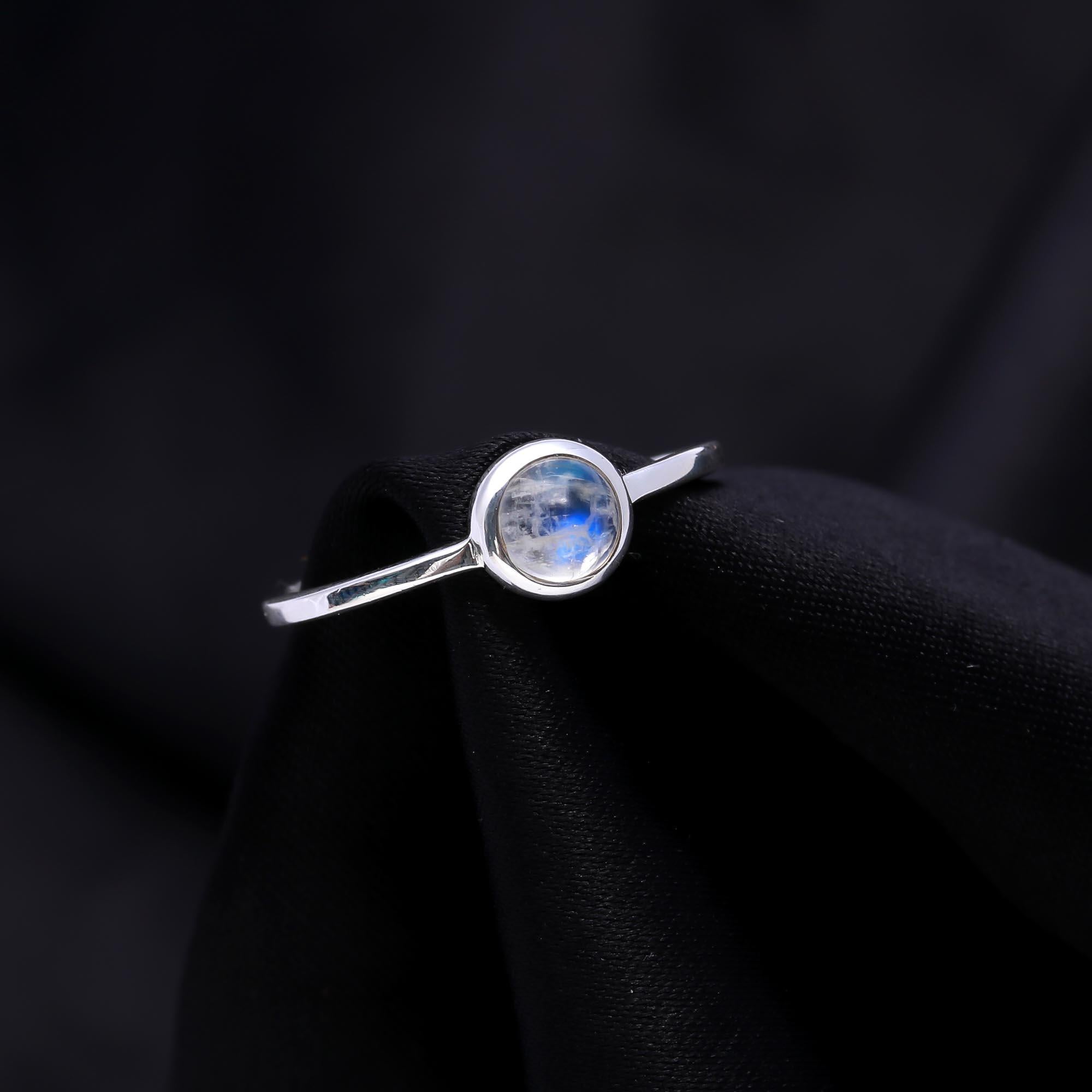 The Pure Luna Ring: Rainbow Moonstone Bezel Ring
