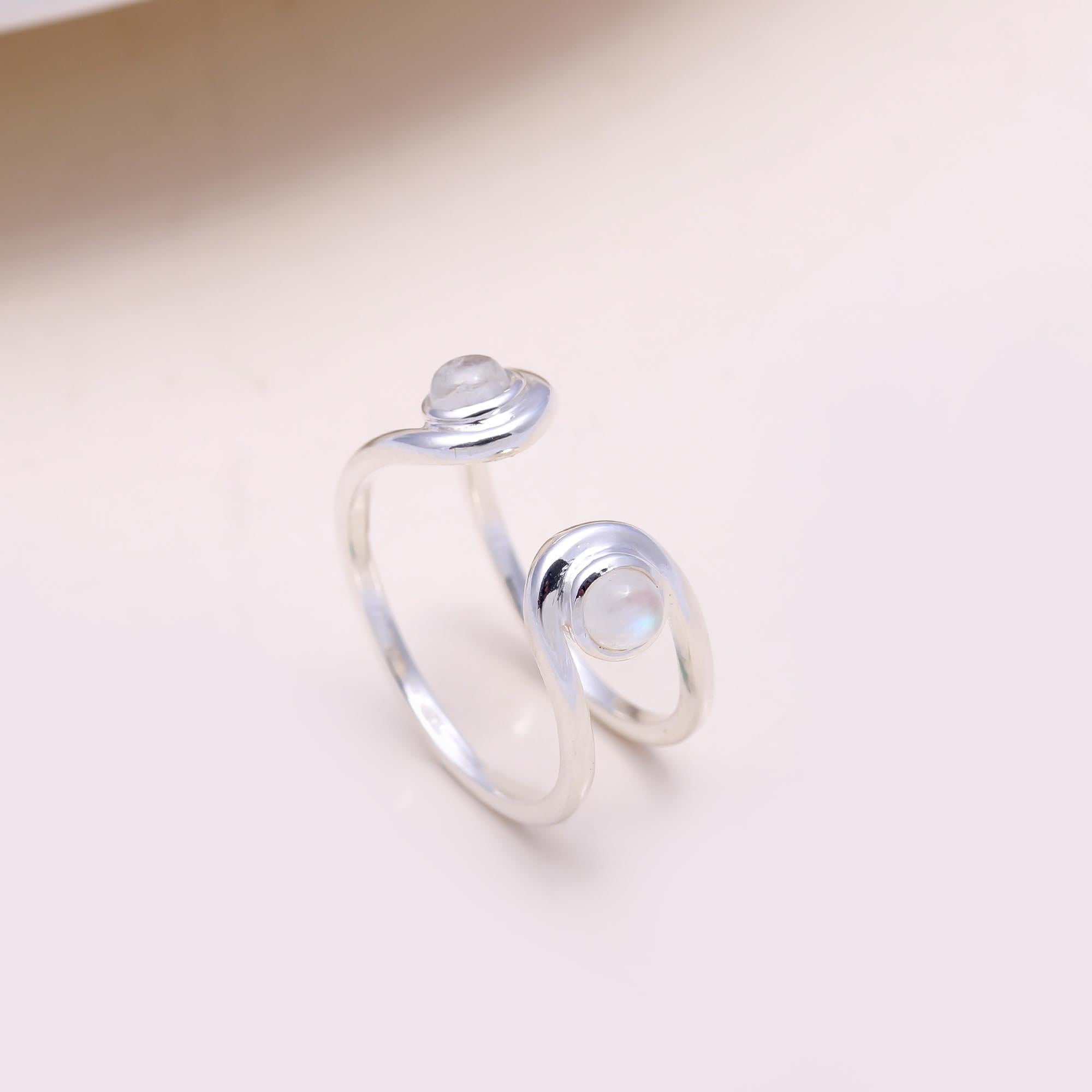 The Twin Orb Wrap Ring: Moonstone Wrap Ring