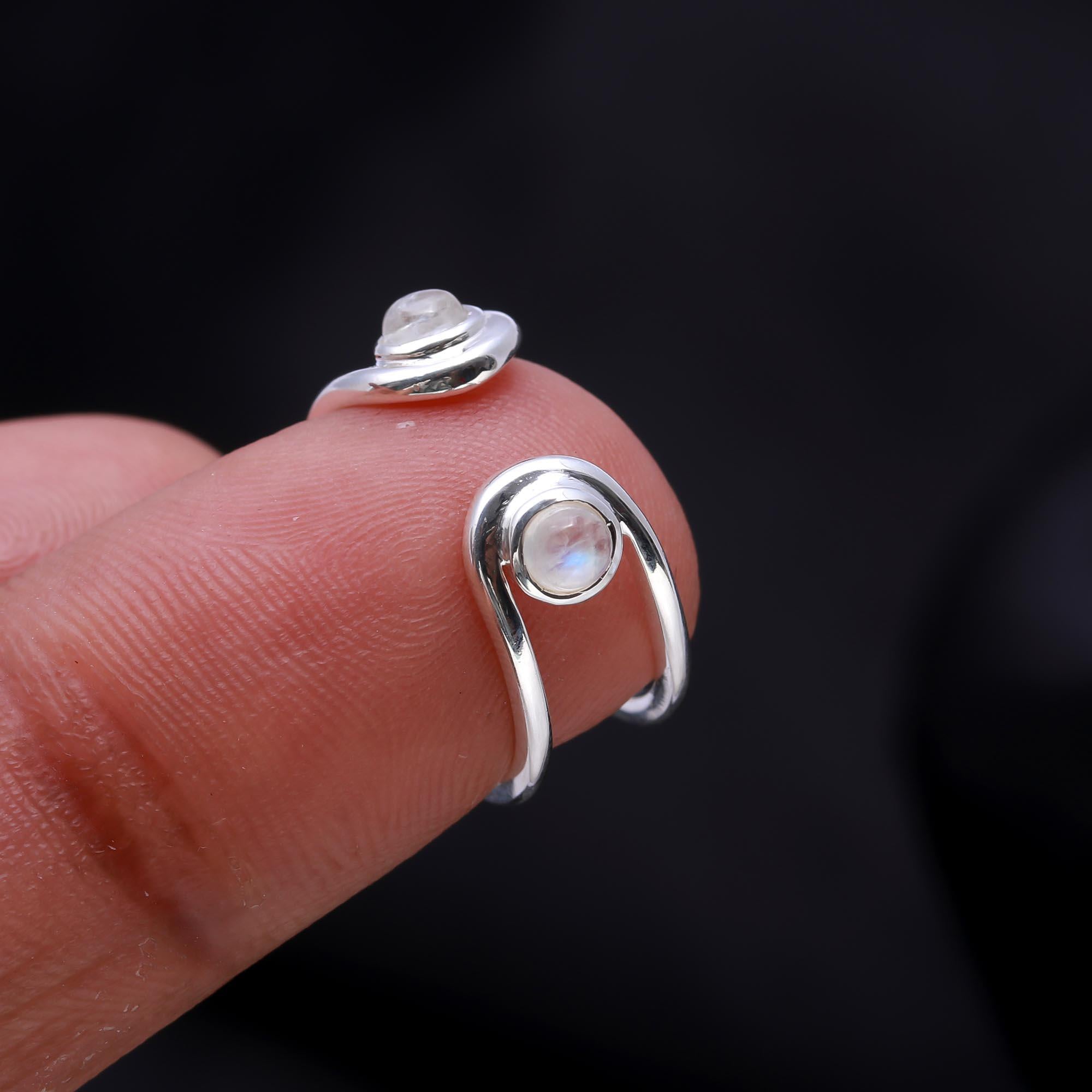 The Twin Orb Wrap Ring: Moonstone Wrap Ring
