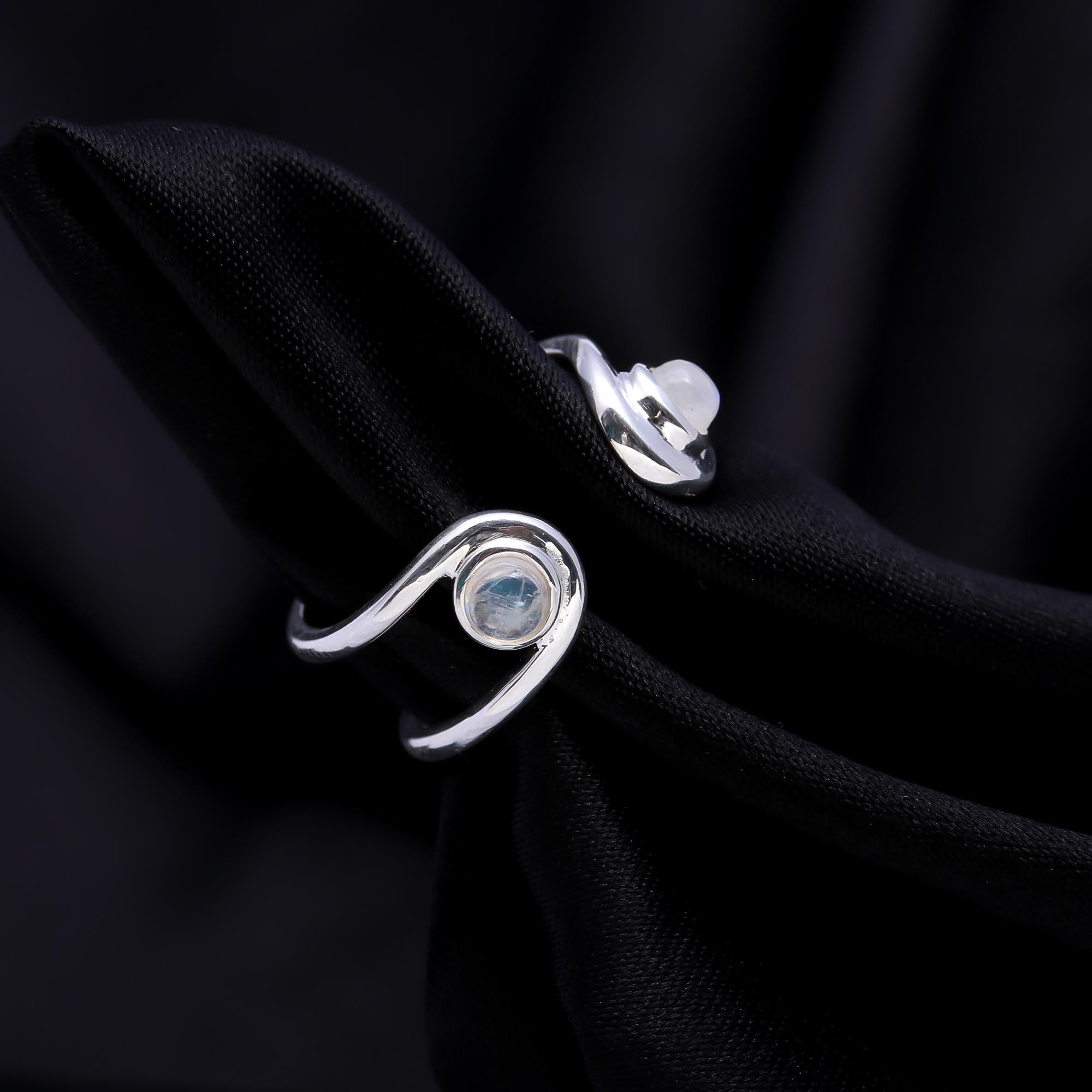 The Twin Orb Wrap Ring: Moonstone Wrap Ring