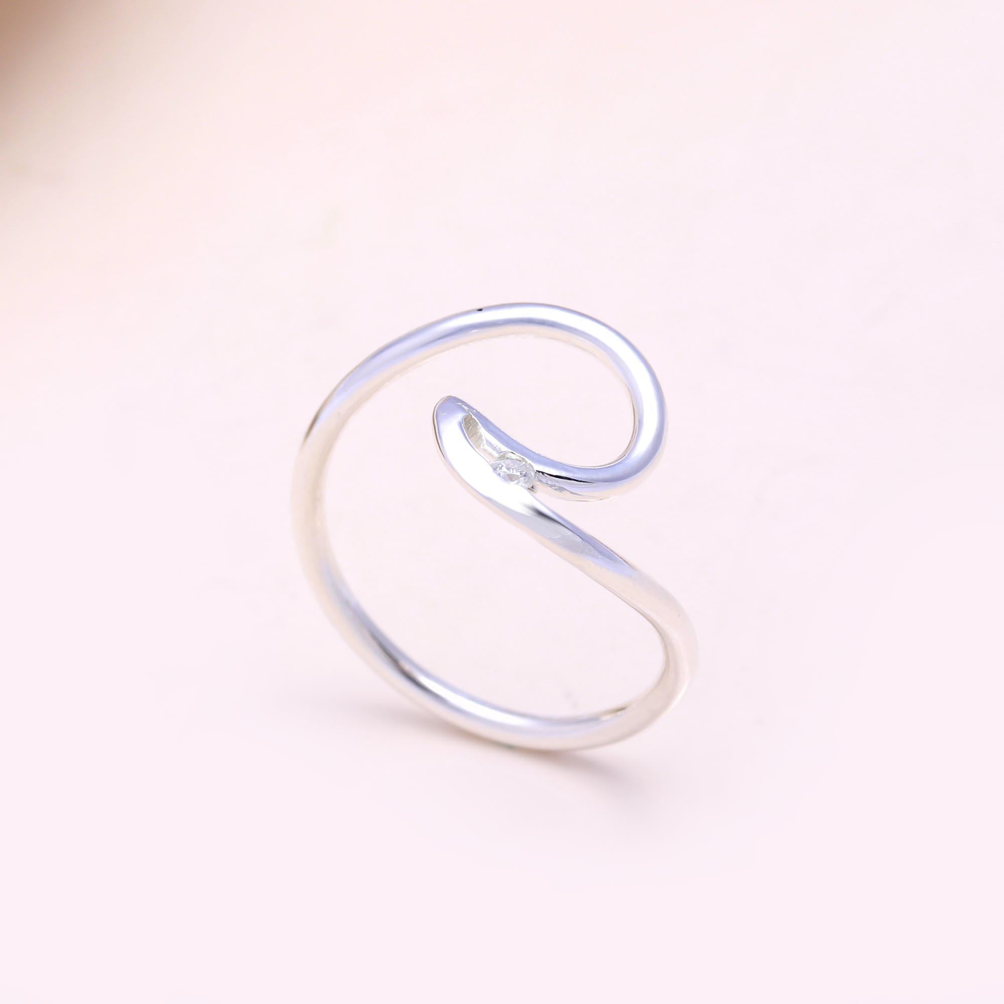 The Fluid Sparkle: Cubic zirconia Open Swirl Ring