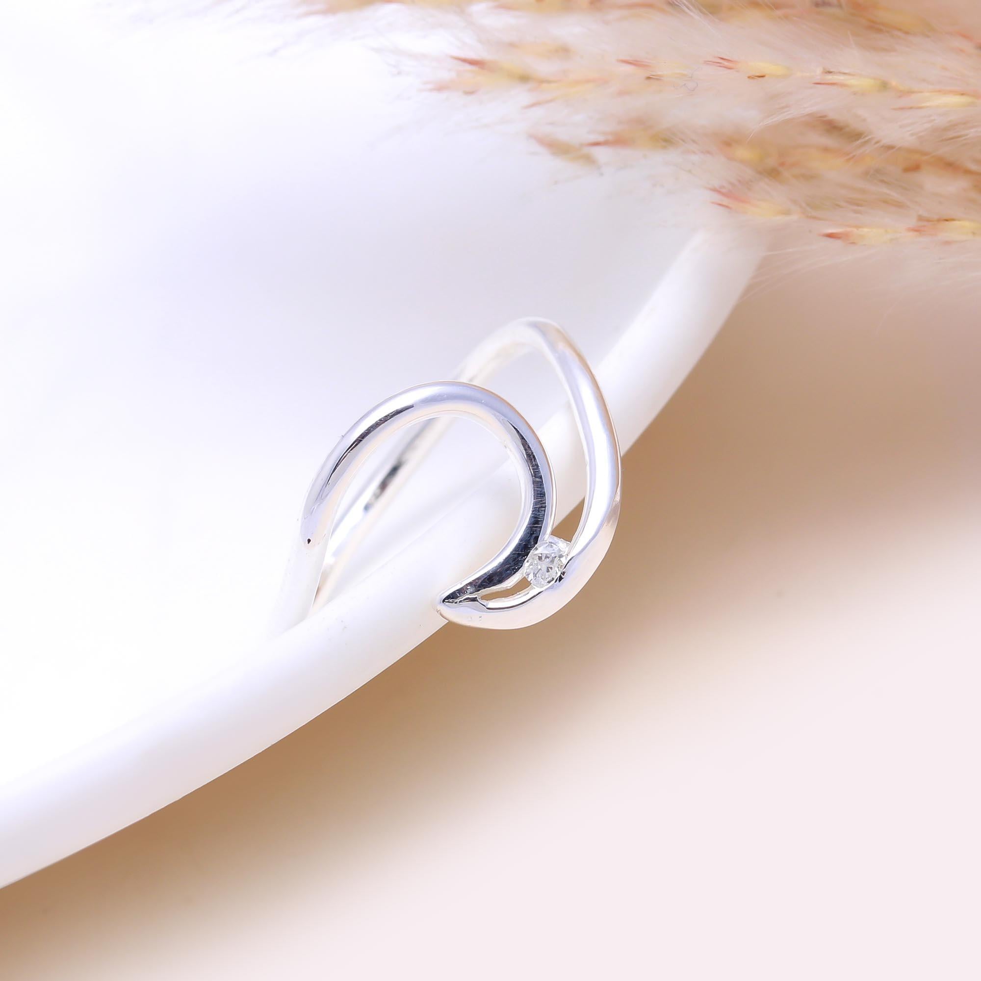 The Fluid Sparkle: Cubic zirconia Open Swirl Ring