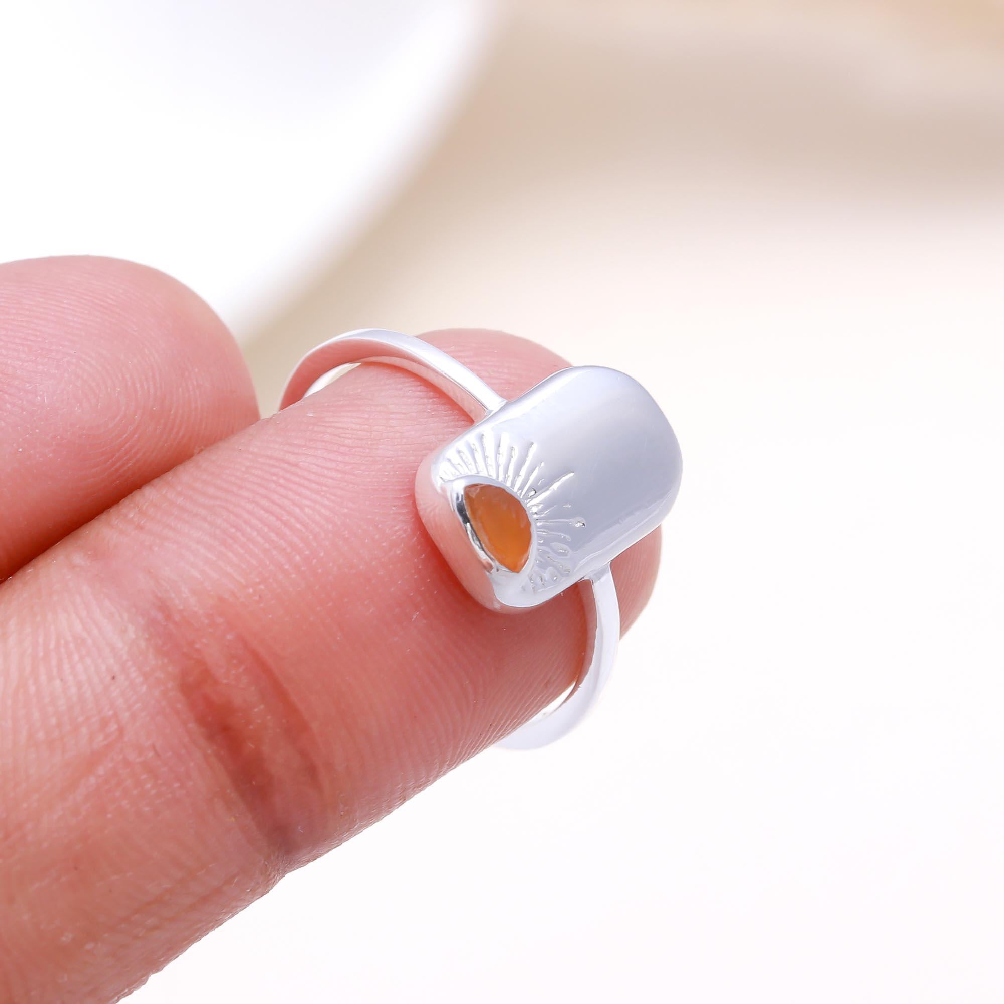 The Evening Glow: Carnelian Sunburst Signet Ring