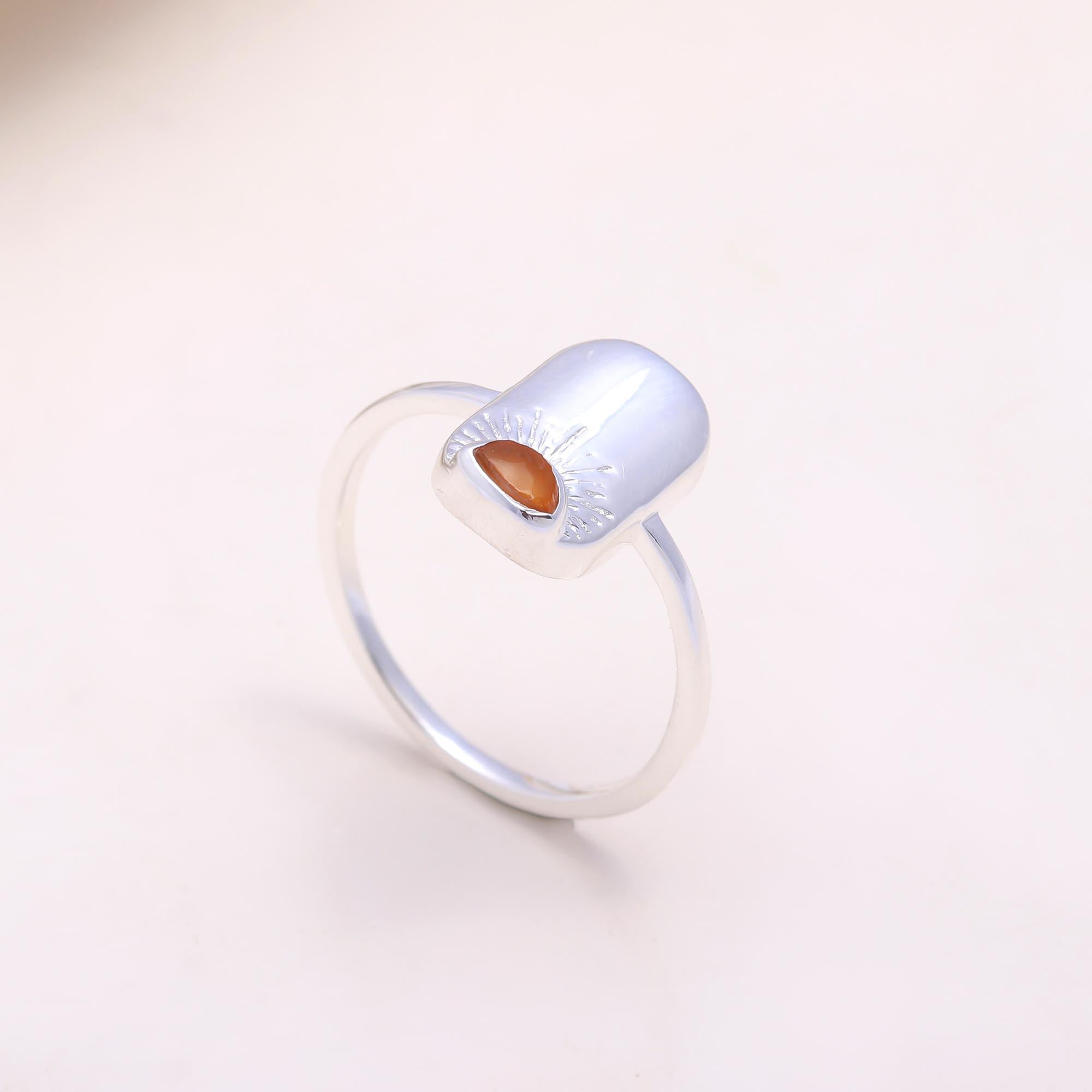 The Evening Glow: Carnelian Sunburst Signet Ring