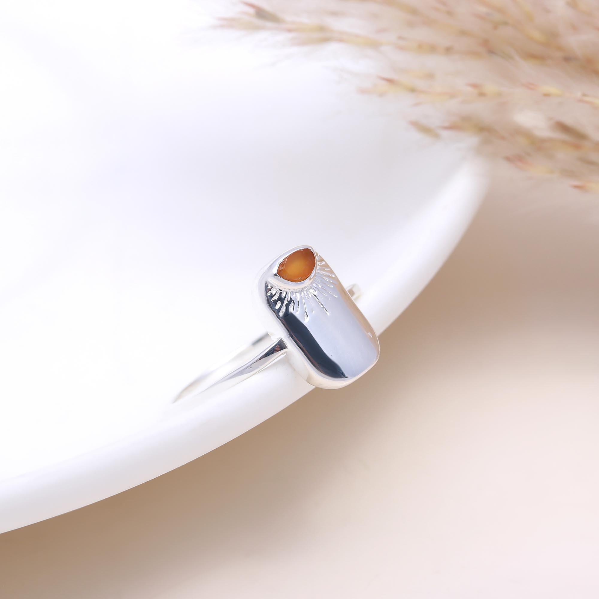 The Evening Glow: Carnelian Sunburst Signet Ring